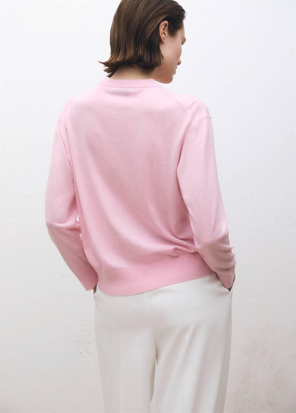 Pink Wool-Blend Round-Neck Sweater, , large image number 4