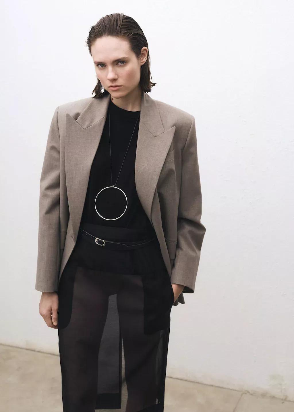 Black Wool-Blend Round-Neck Sweater, , large image number 2