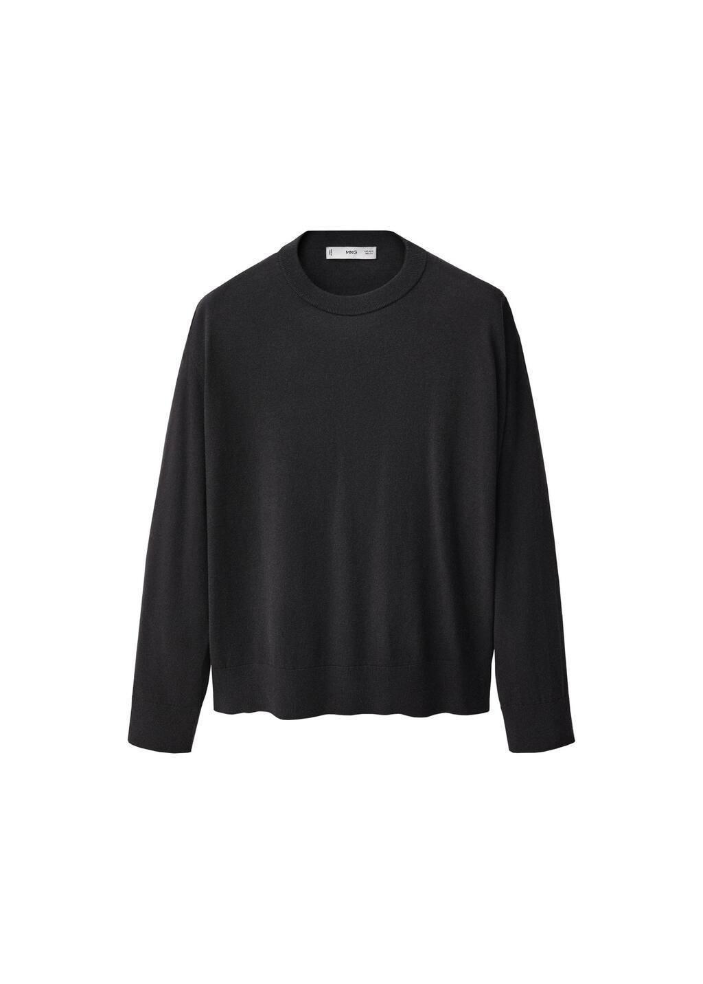 Black Wool-Blend Round-Neck Sweater, , large image number 3