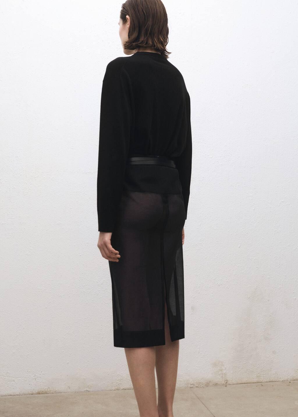 Black Wool-Blend Round-Neck Sweater, , large image number 5