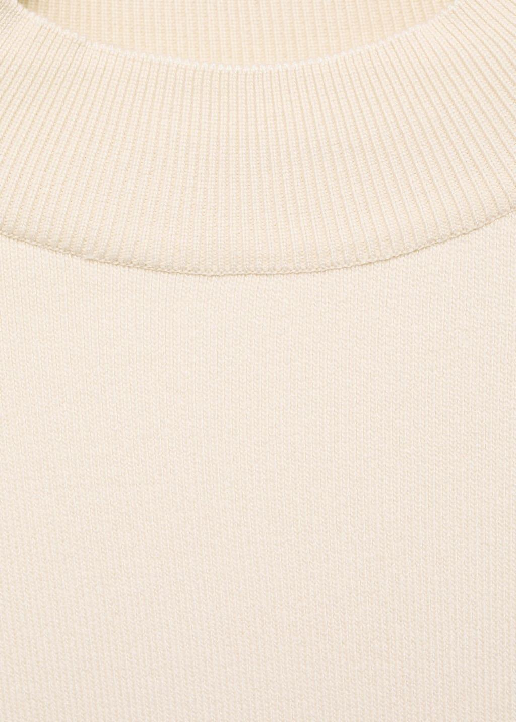 Beige Short-Sleeved Fine-Knit Sweater, , large image number 2