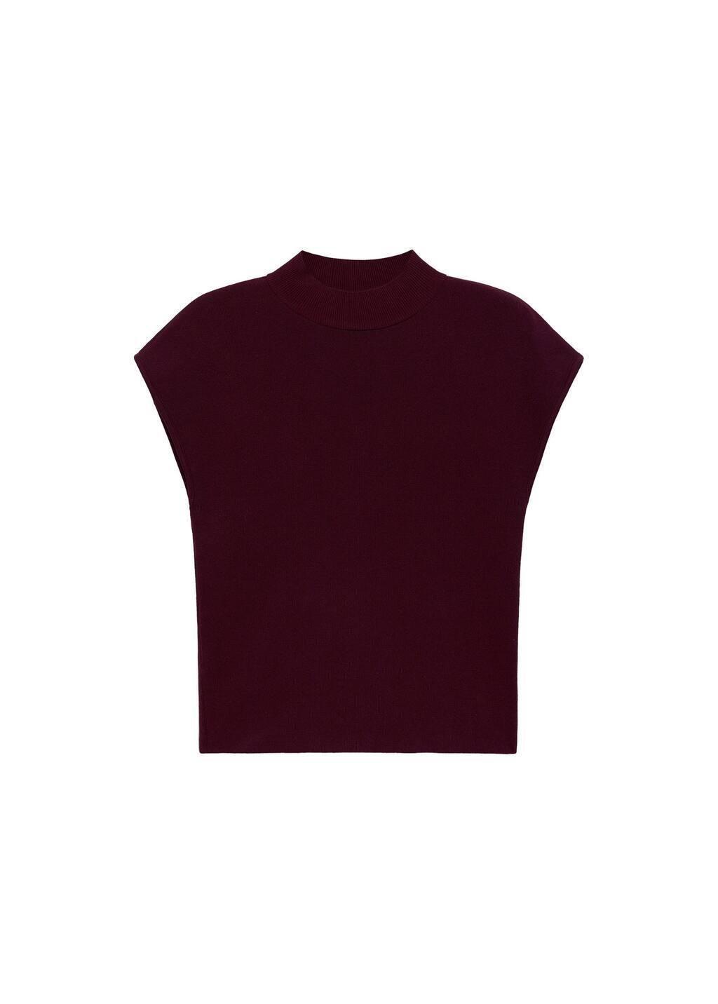 Red Perkins-Neck Short-Sleeved Sweater, , large image number 3