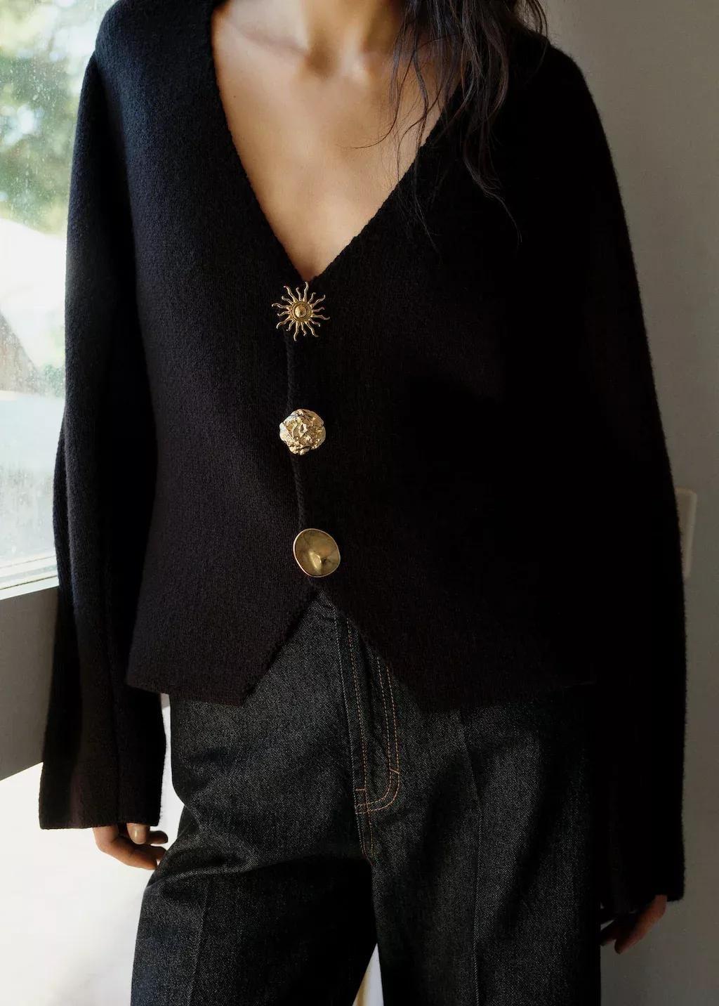 Black Casual Knitted Jacket, , large image number 0