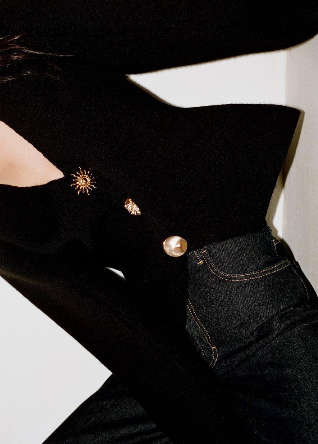 Black Casual Knitted Jacket, , large image number 3