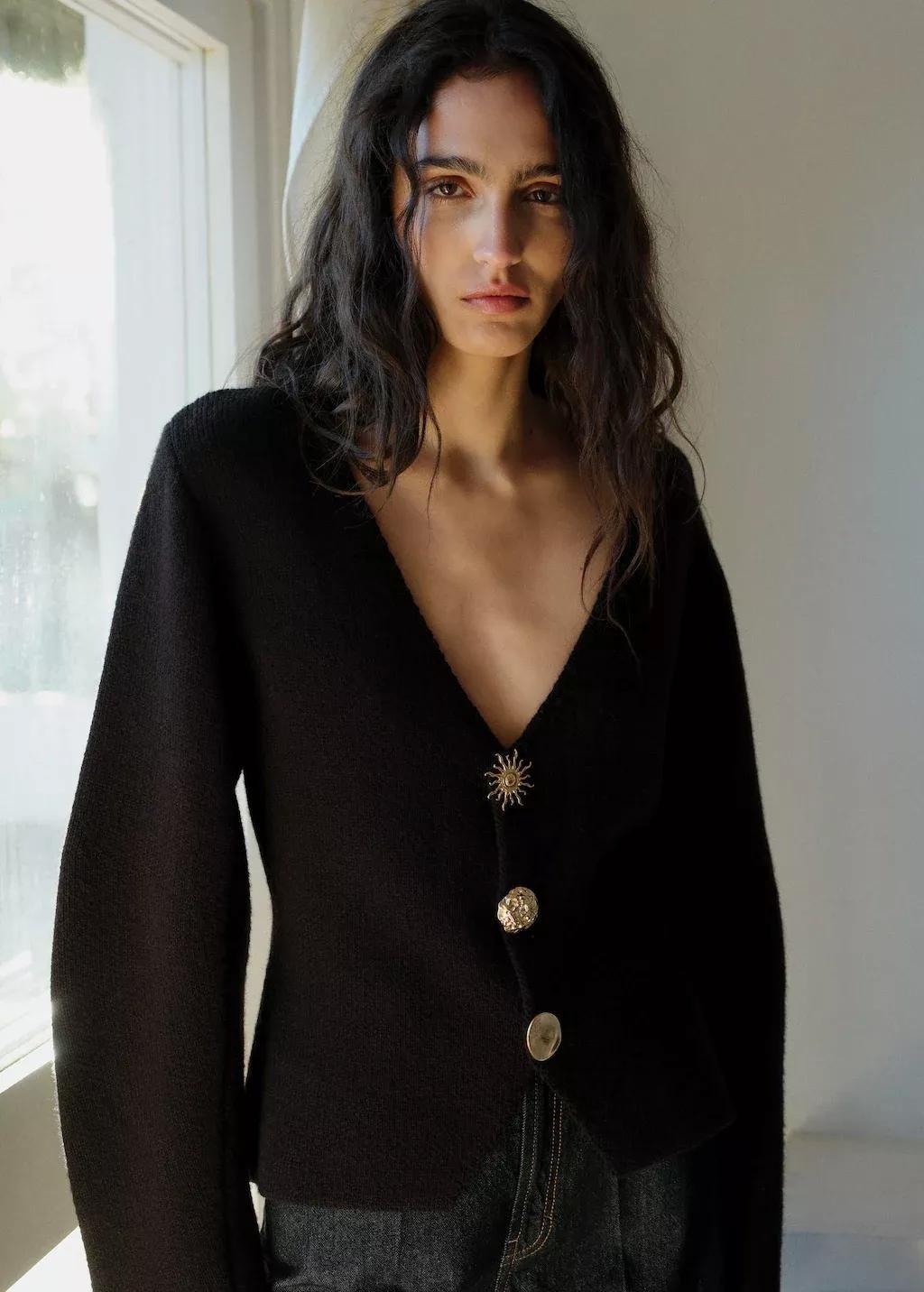 Black Casual Knitted Jacket, , large image number 4