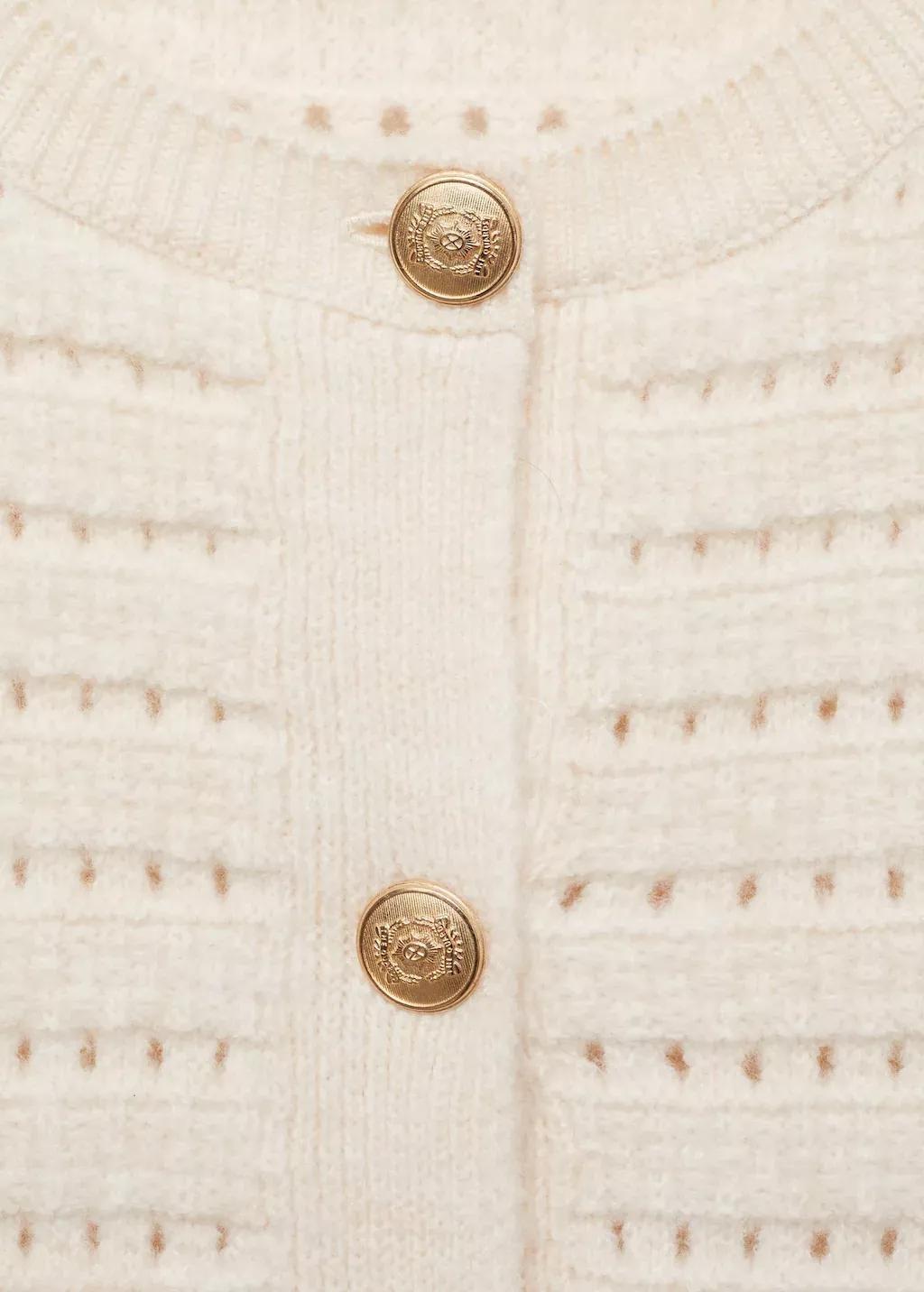 Beige Knitted Jacket With Openwork Details, , large image number 3