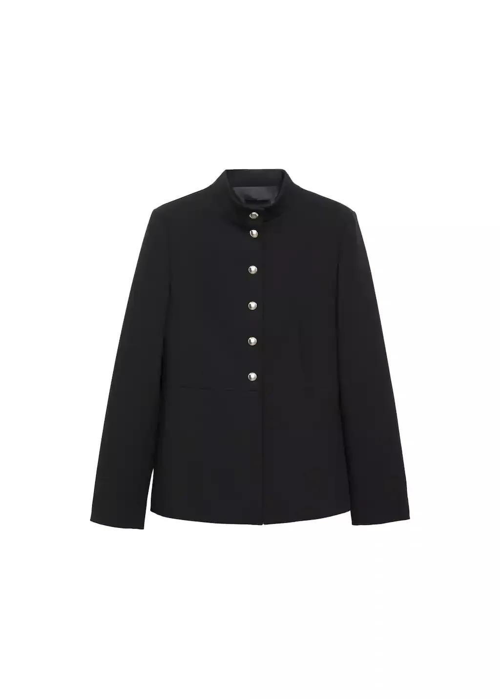 Black Jacket With Jewel-Button Strip Collar, , large image number 5
