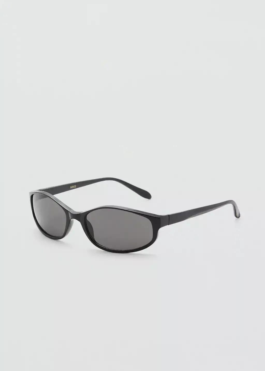 Black Thin-Frame Sunglasses, Black, large image number 0