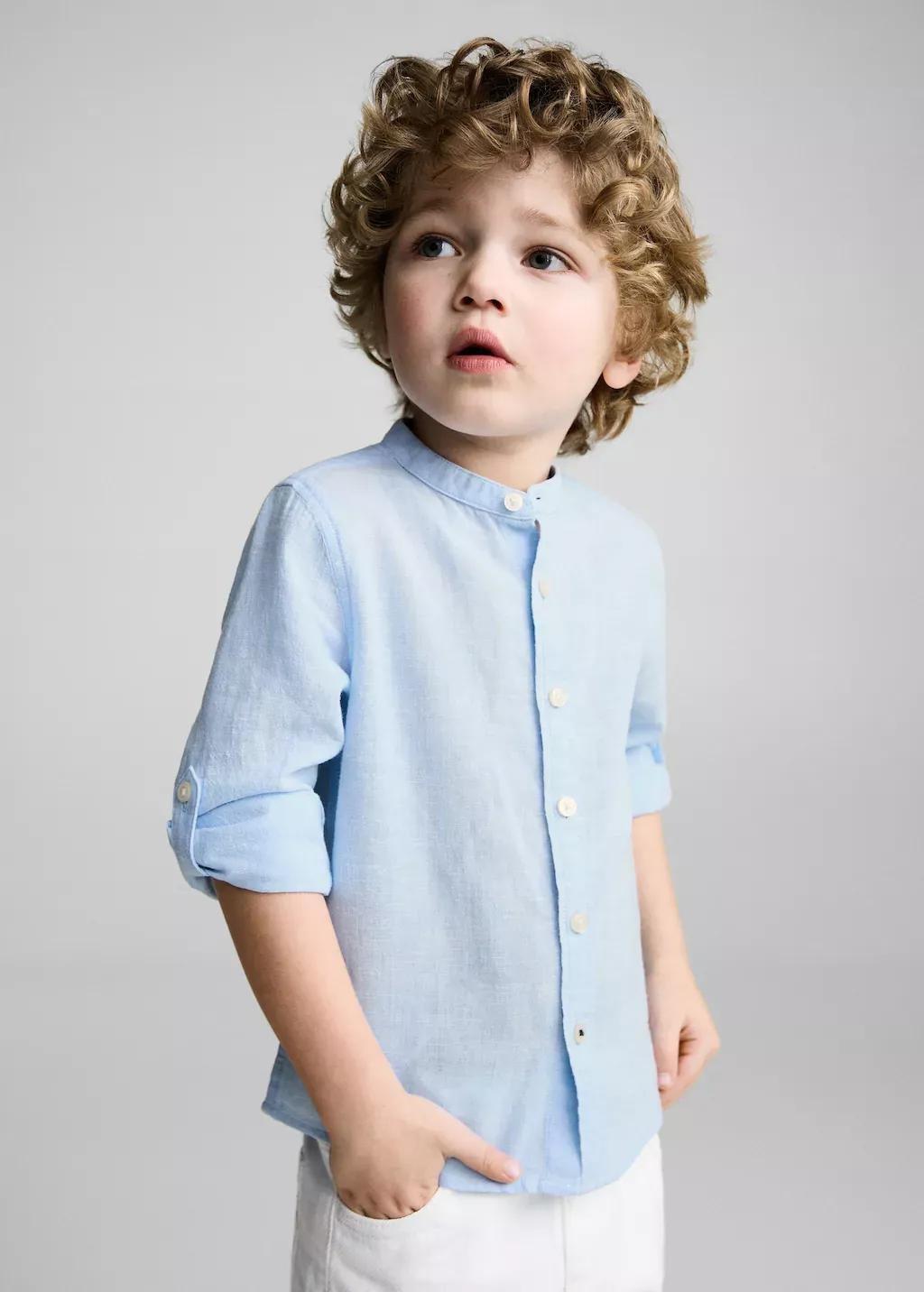 Blue Lt Pastel Slim-Fit Textured Shirt, Baby Boy, , medium