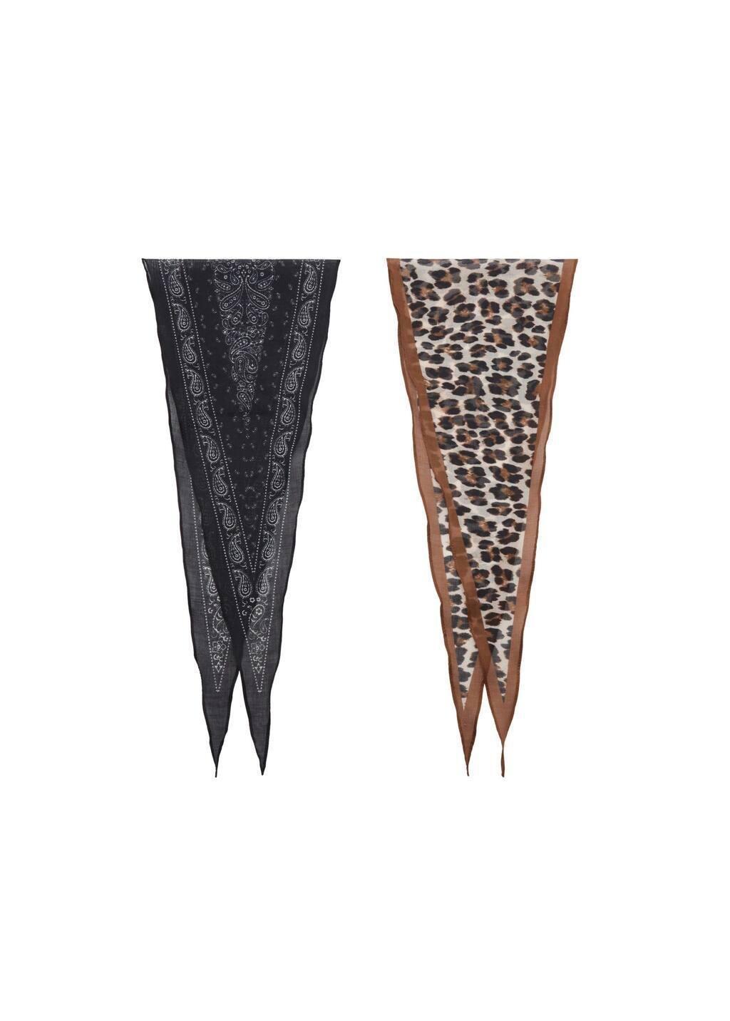 Brown Set Of 2 Printed Handkerchiefs, 0201_30, large image number 2