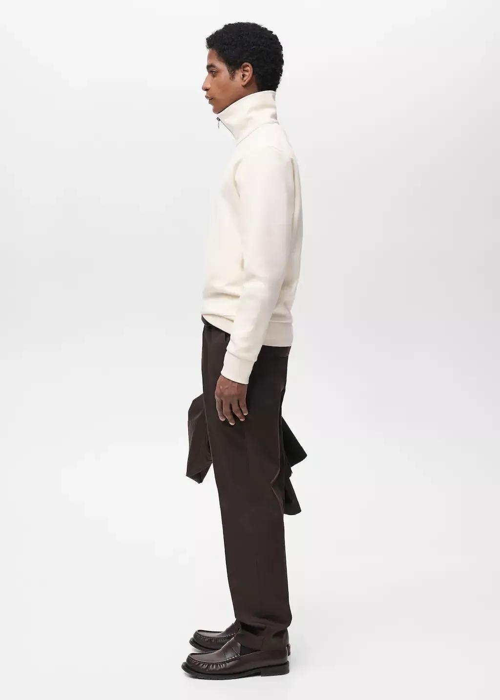 White Regular-Fit Cotton Sweatshirt With Zip, , large image number 2