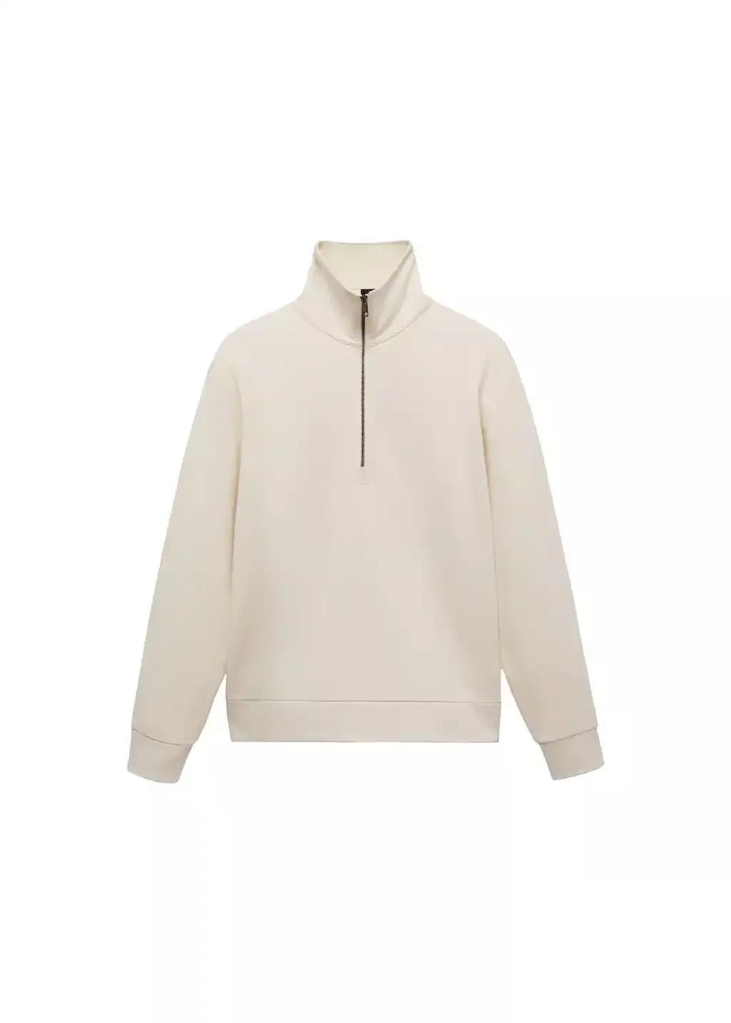 White Regular-Fit Cotton Sweatshirt With Zip, , large image number 3