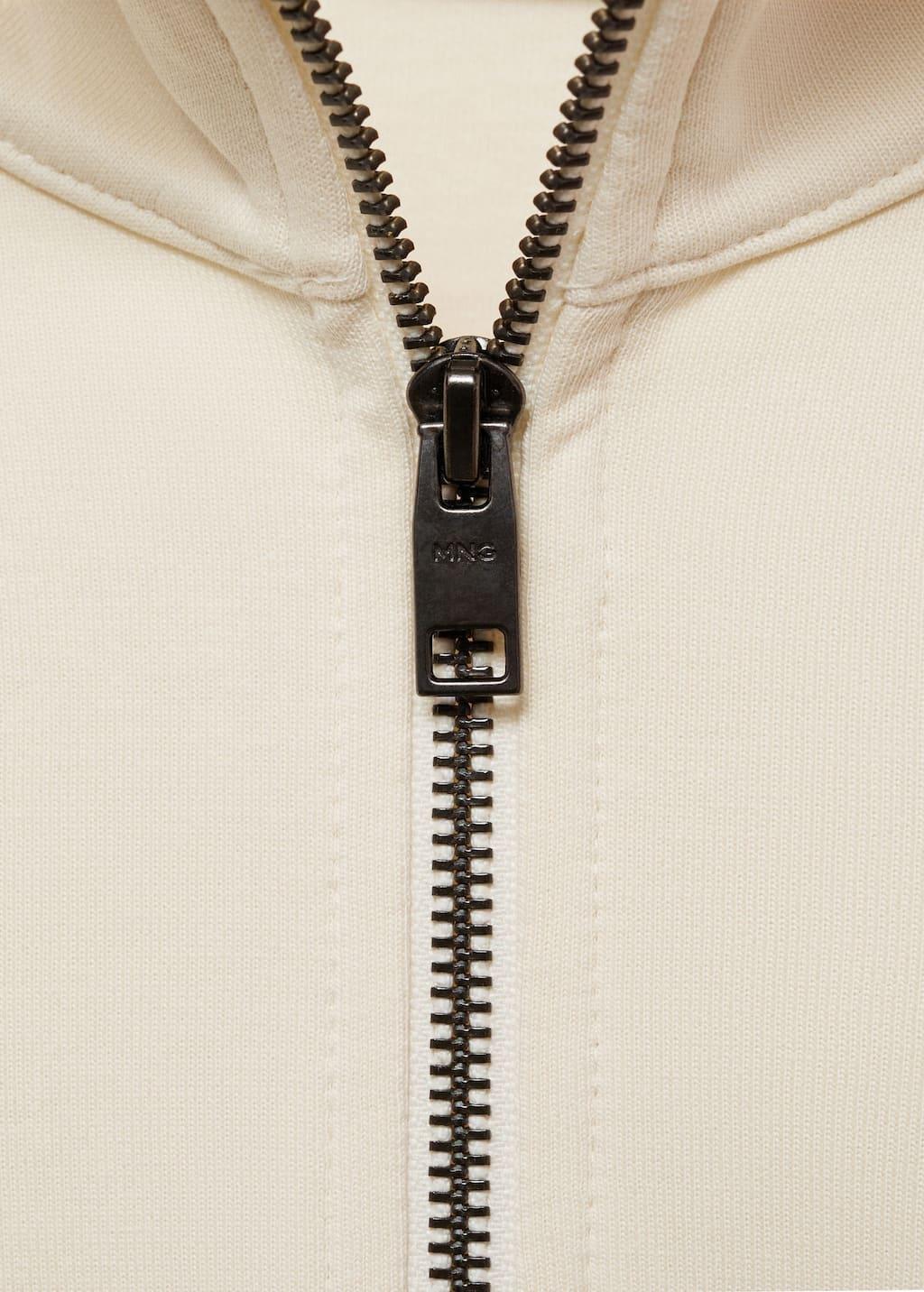White Regular-Fit Cotton Sweatshirt With Zip, , large image number 4