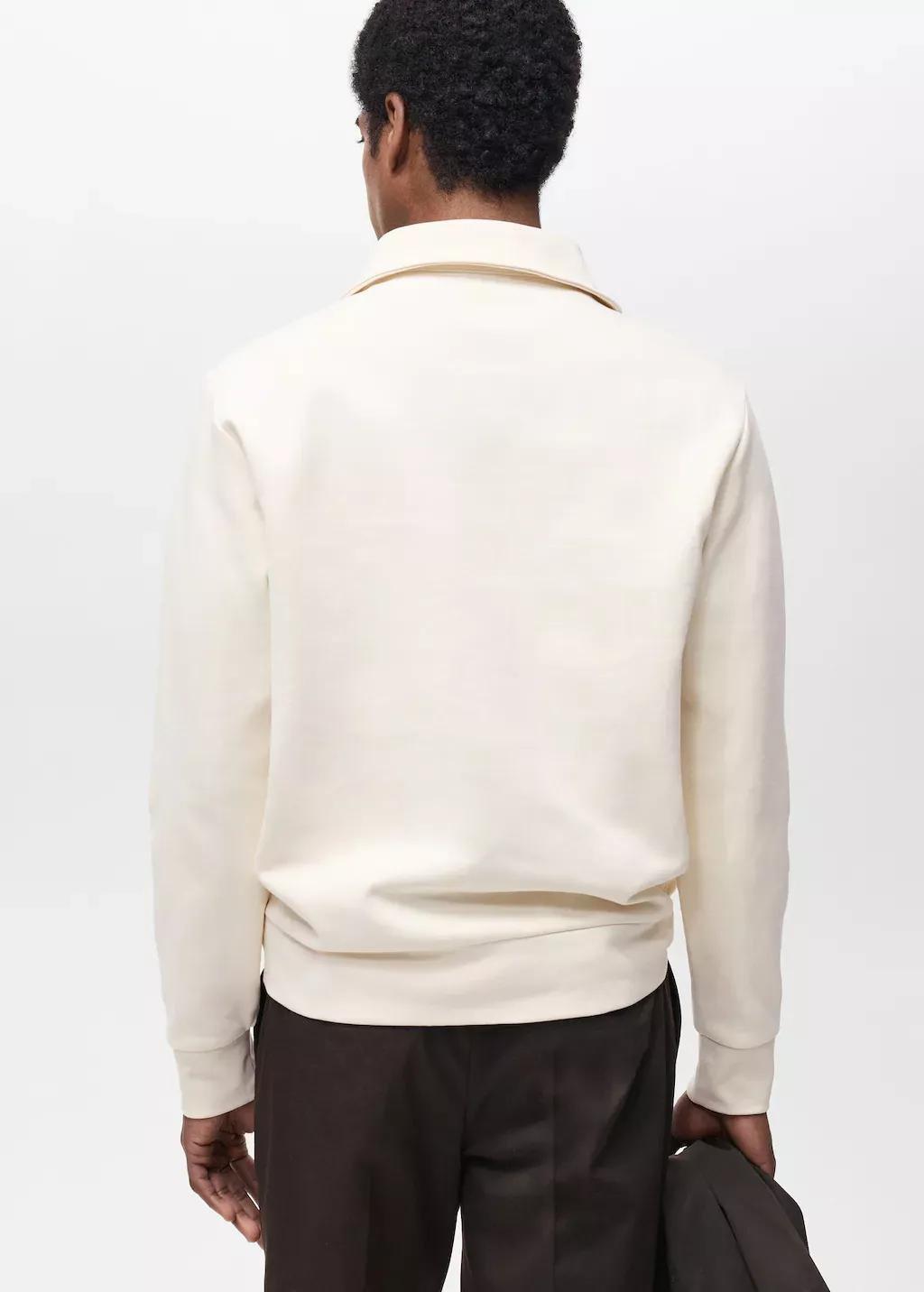 White Regular-Fit Cotton Sweatshirt With Zip, , large image number 5