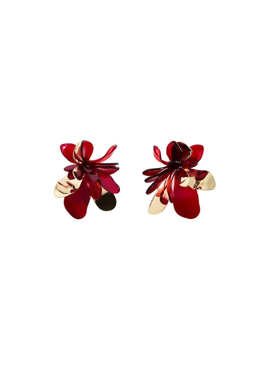 Red Combined Flower Earrings, Red, large image number 3
