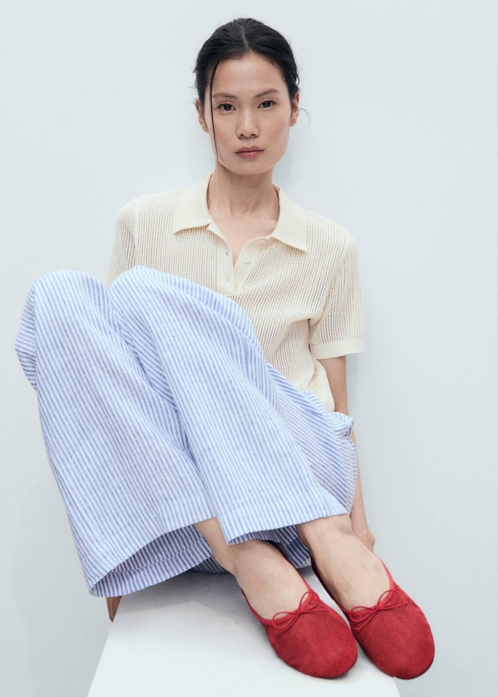 Red Mesh Ballerinas Flat Shoes, Red, large image number 0