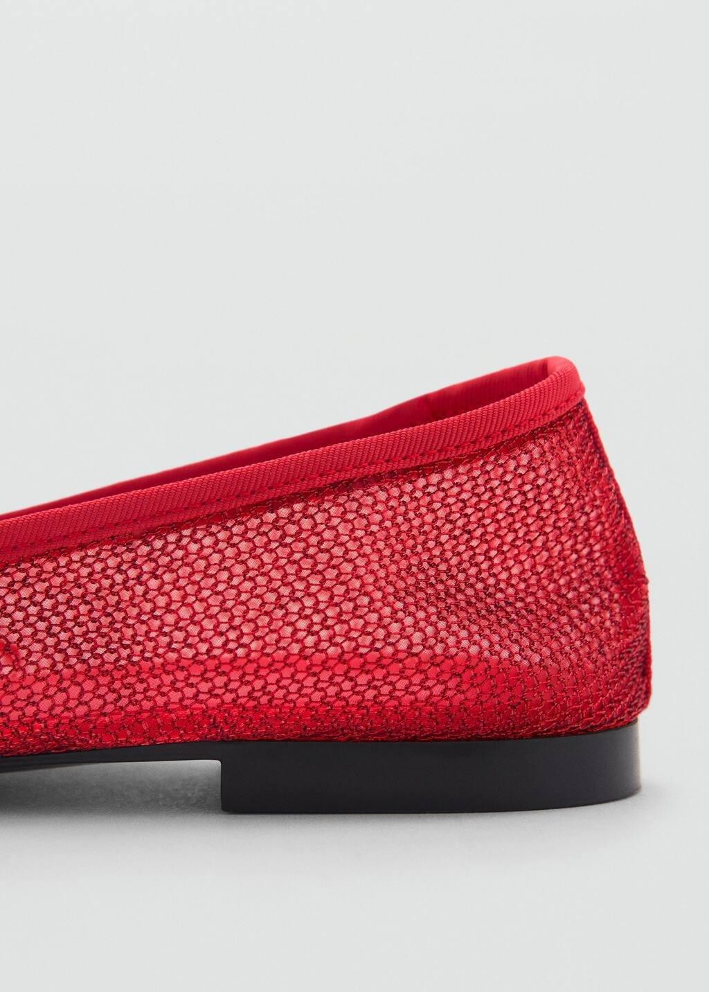 Red Mesh Ballerinas Flat Shoes, Red, large image number 2