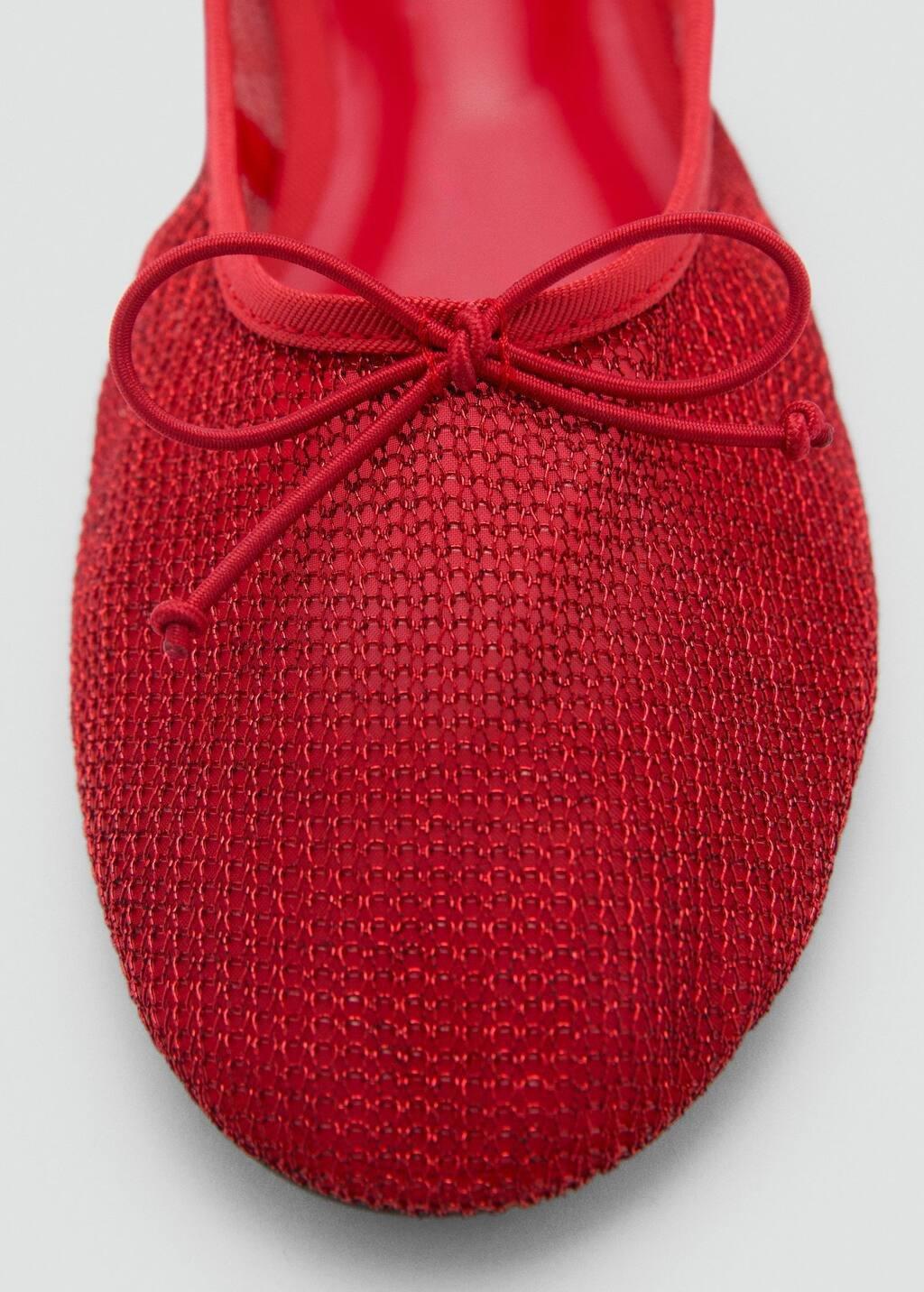 Red Mesh Ballerinas Flat Shoes, Red, large image number 4