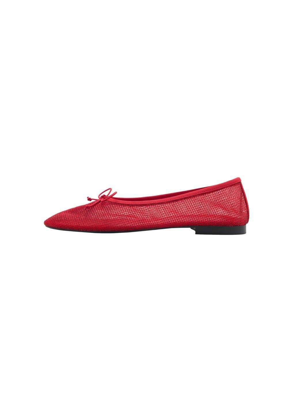 Red Mesh Ballerinas Flat Shoes, Red, large image number 5