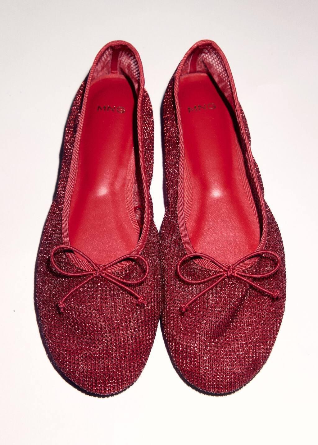 Red Mesh Ballerinas Flat Shoes, Red, large image number 6