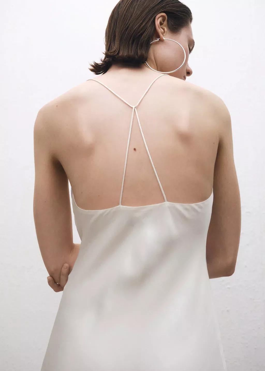 White Silk Dress With Draped Neckline, , large image number 2