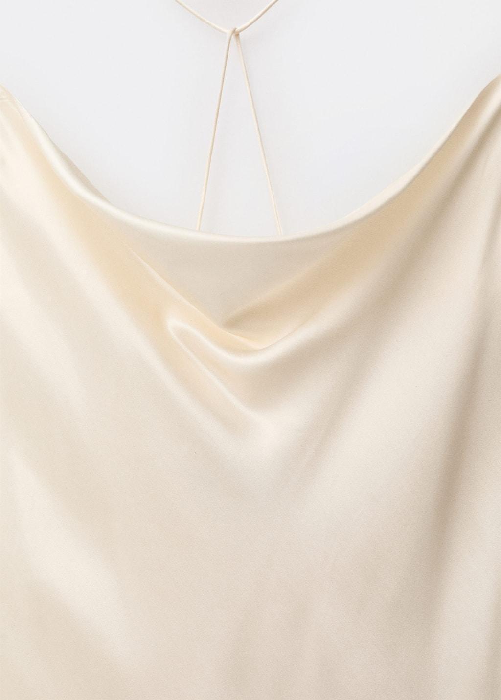 White Silk Dress With Draped Neckline, , large image number 4