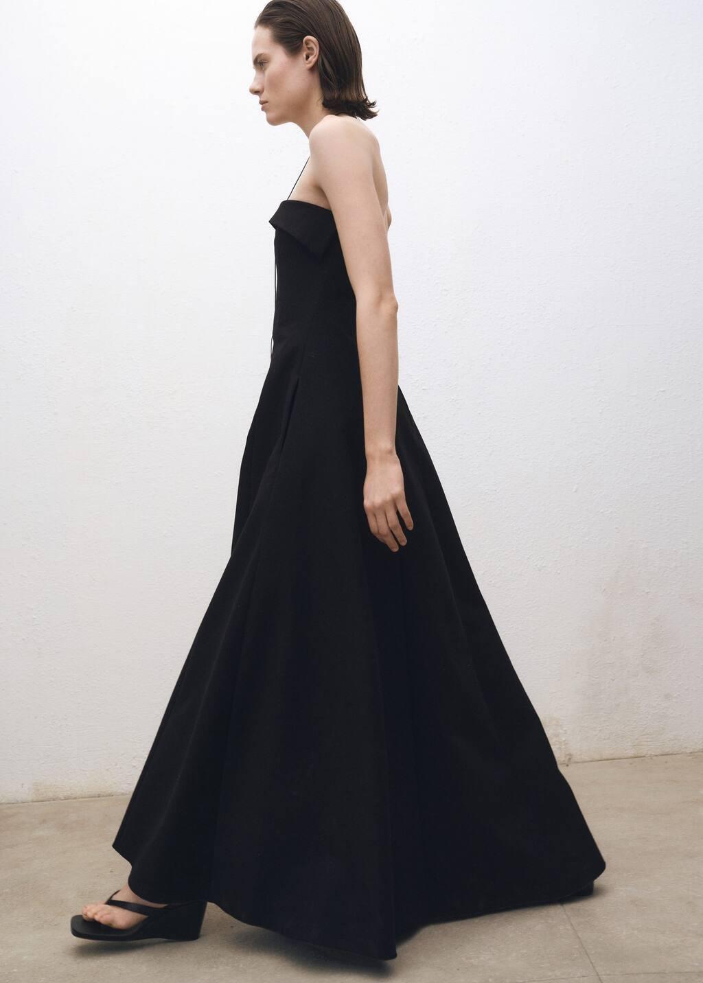 Black Plain Strapless Maxi Dress, , large image number 1