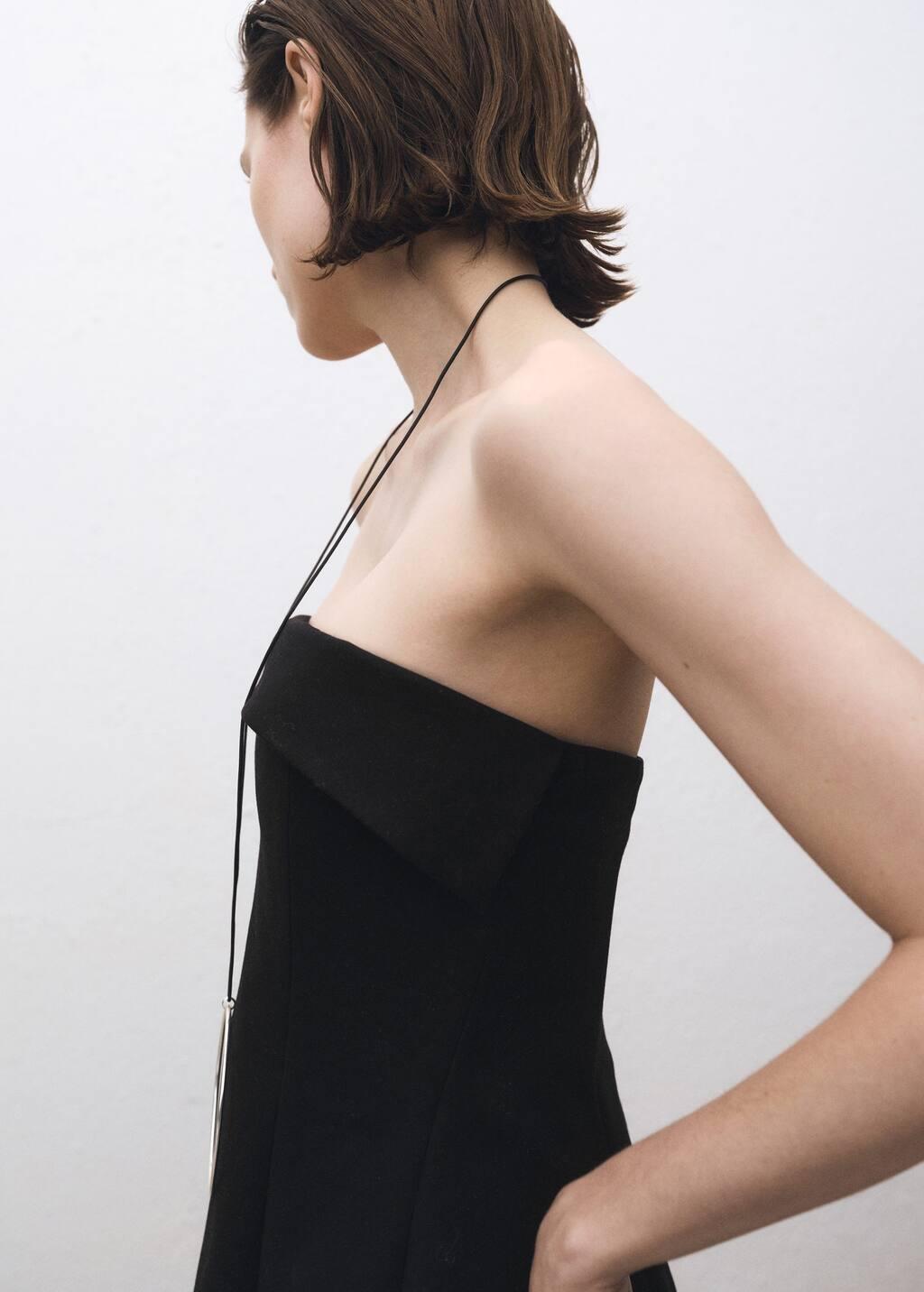 Black Plain Strapless Maxi Dress, , large image number 2