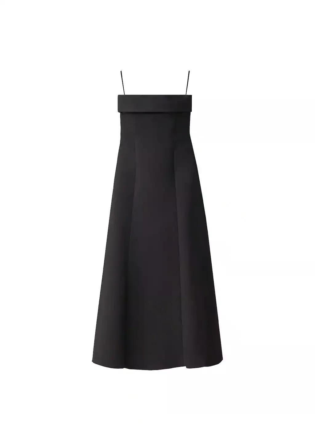 Black Plain Strapless Maxi Dress, , large image number 3
