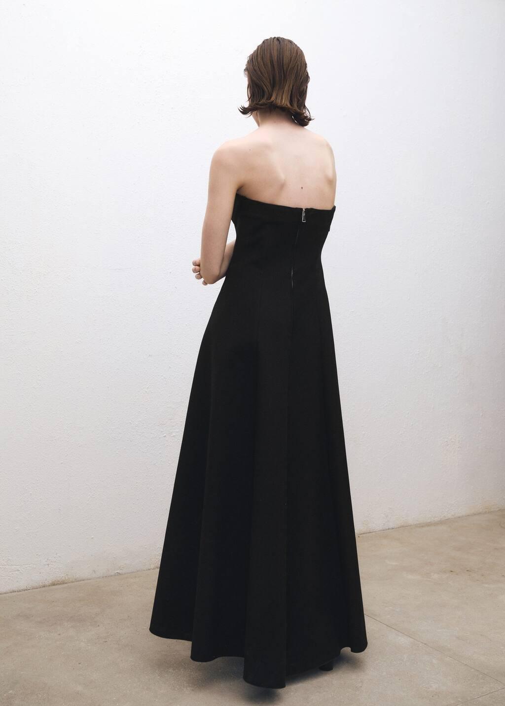 Black Plain Strapless Maxi Dress, , large image number 5