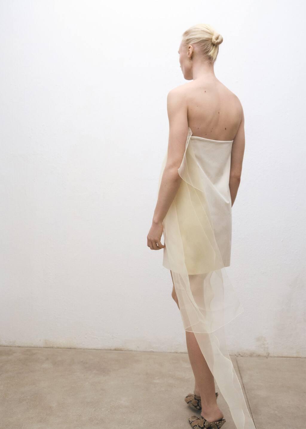 Beige Short Chiffon Combined Dress, , large image number 1