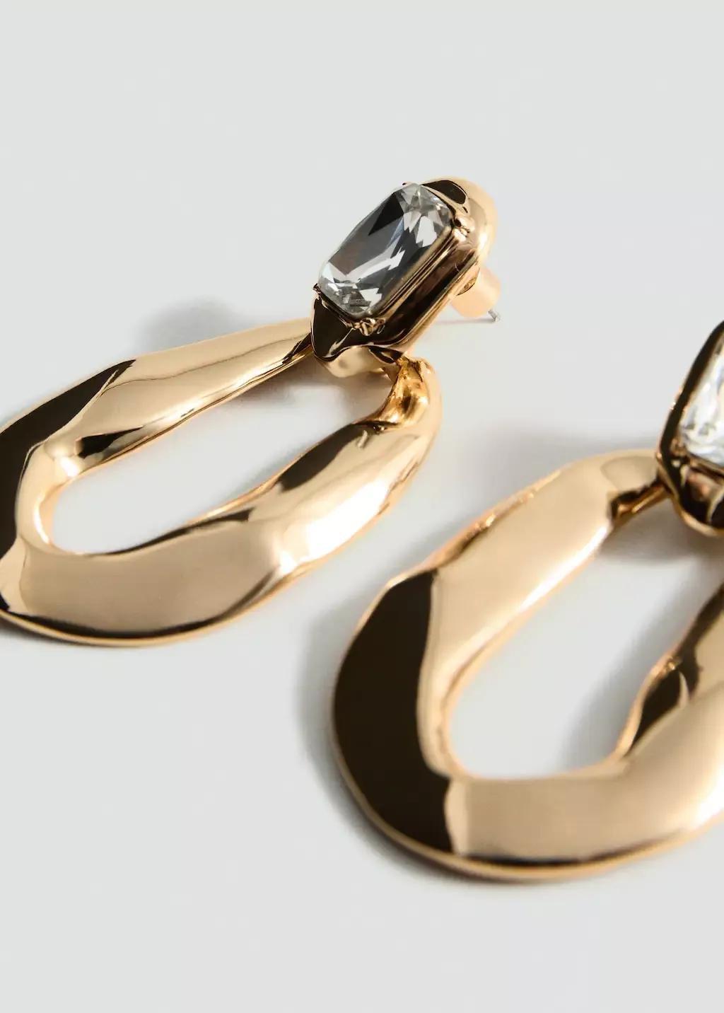 Gold Stone Pendant Earrings, 0201_OR, large image number 0