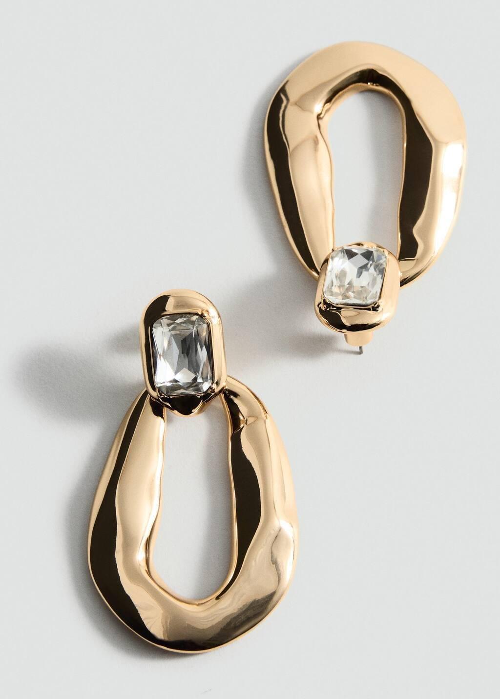 Gold Stone Pendant Earrings, 0201_OR, large image number 1