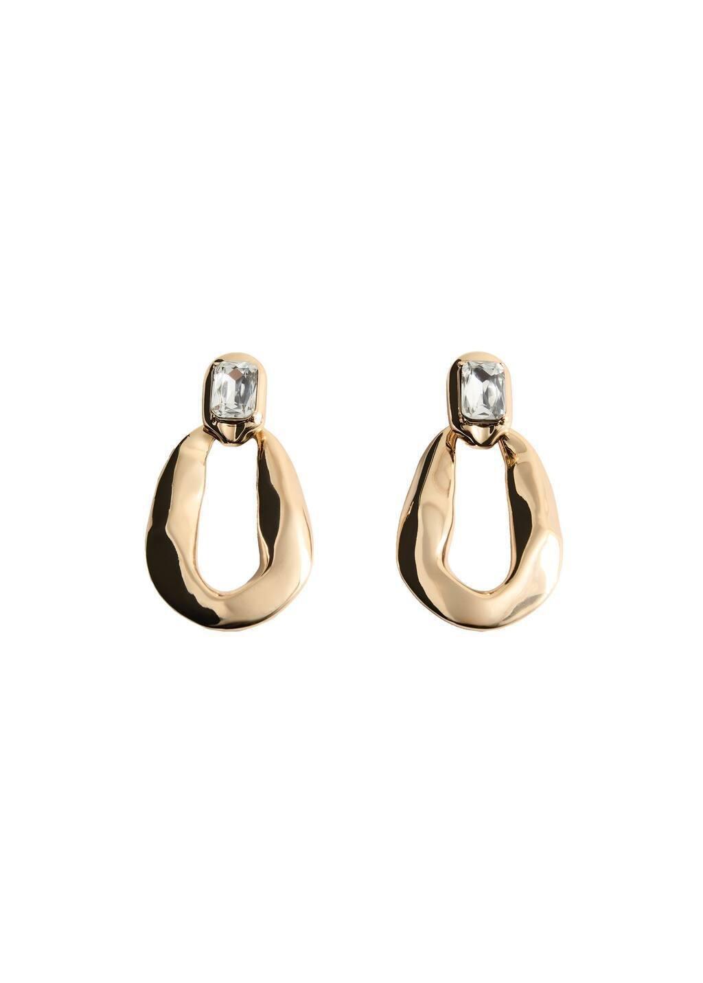 Gold Stone Pendant Earrings, 0201_OR, large image number 2
