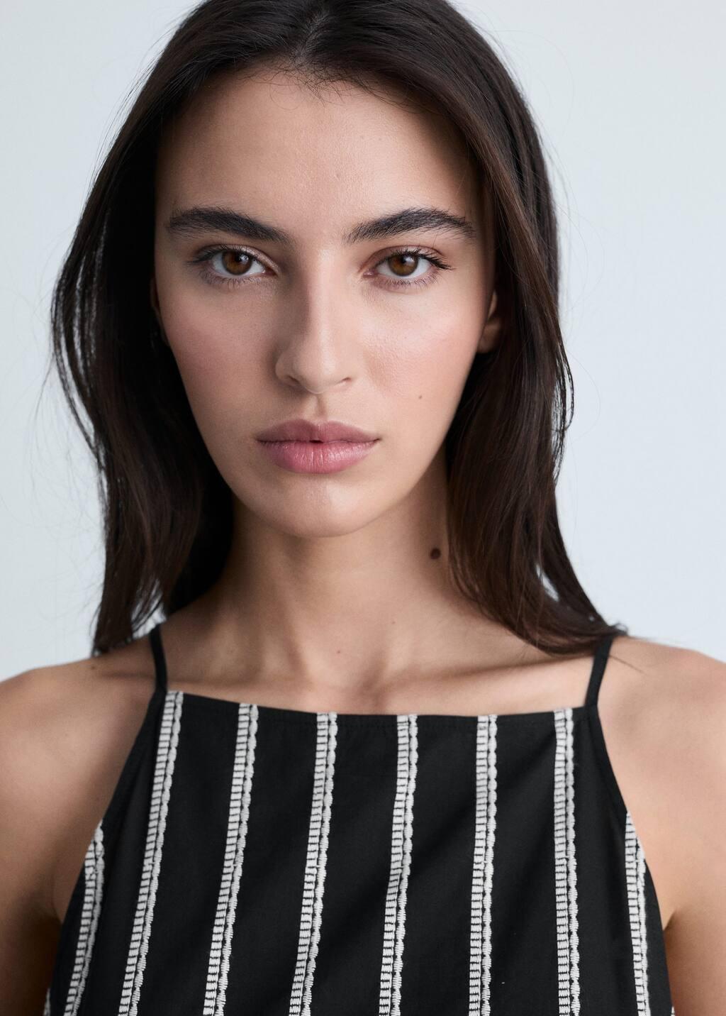 Black Embroidered Halter-Neck Dress, , large image number 1