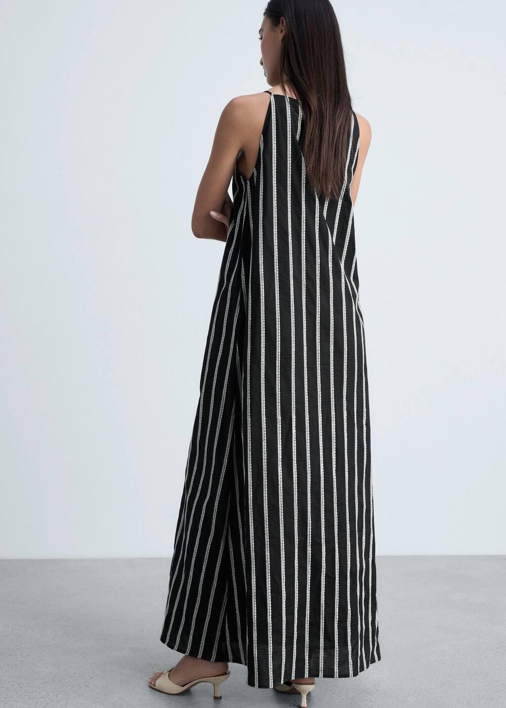 Black Embroidered Halter-Neck Dress, , large image number 4