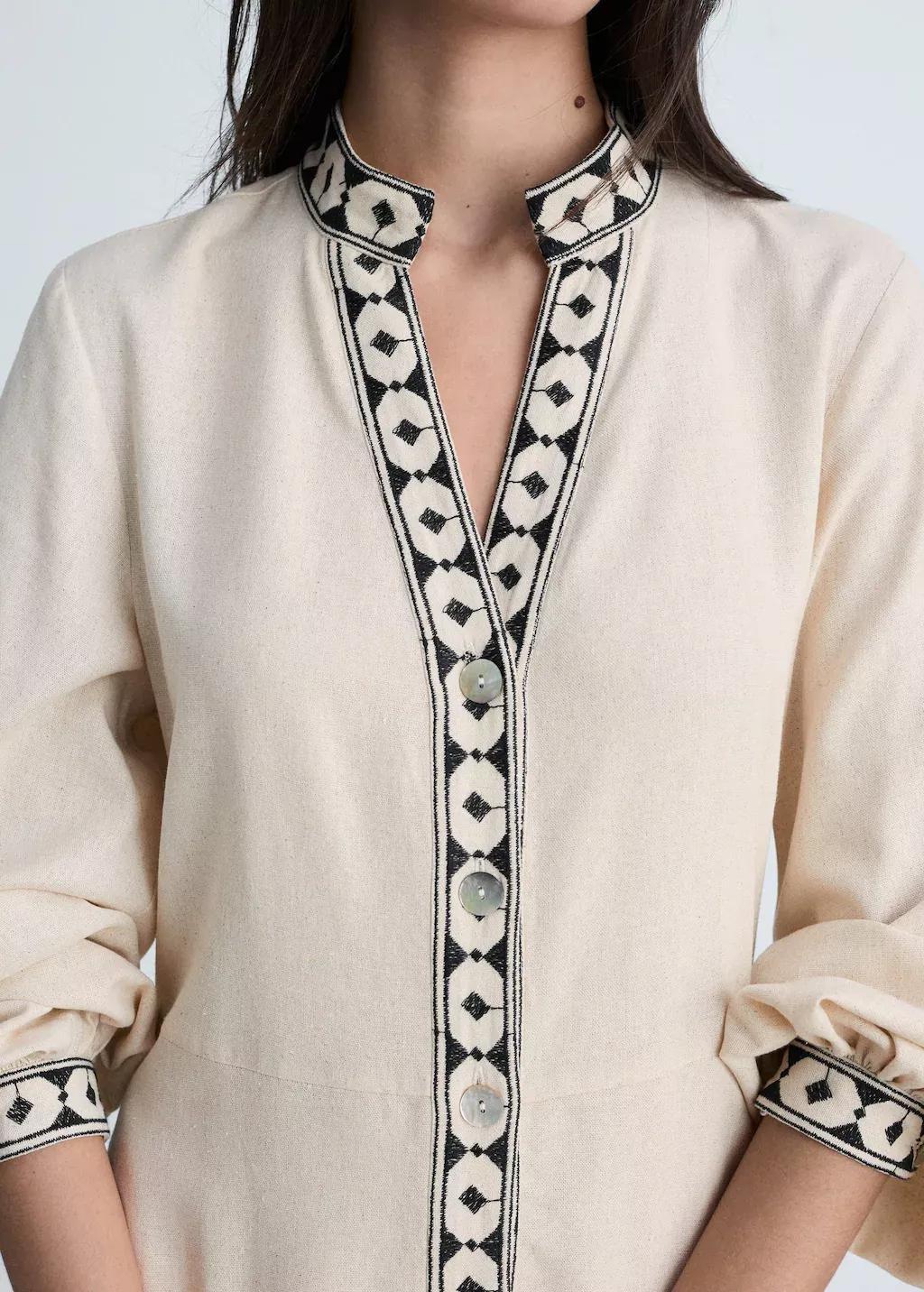 Beige Openwork Cotton Dress, , large image number 2