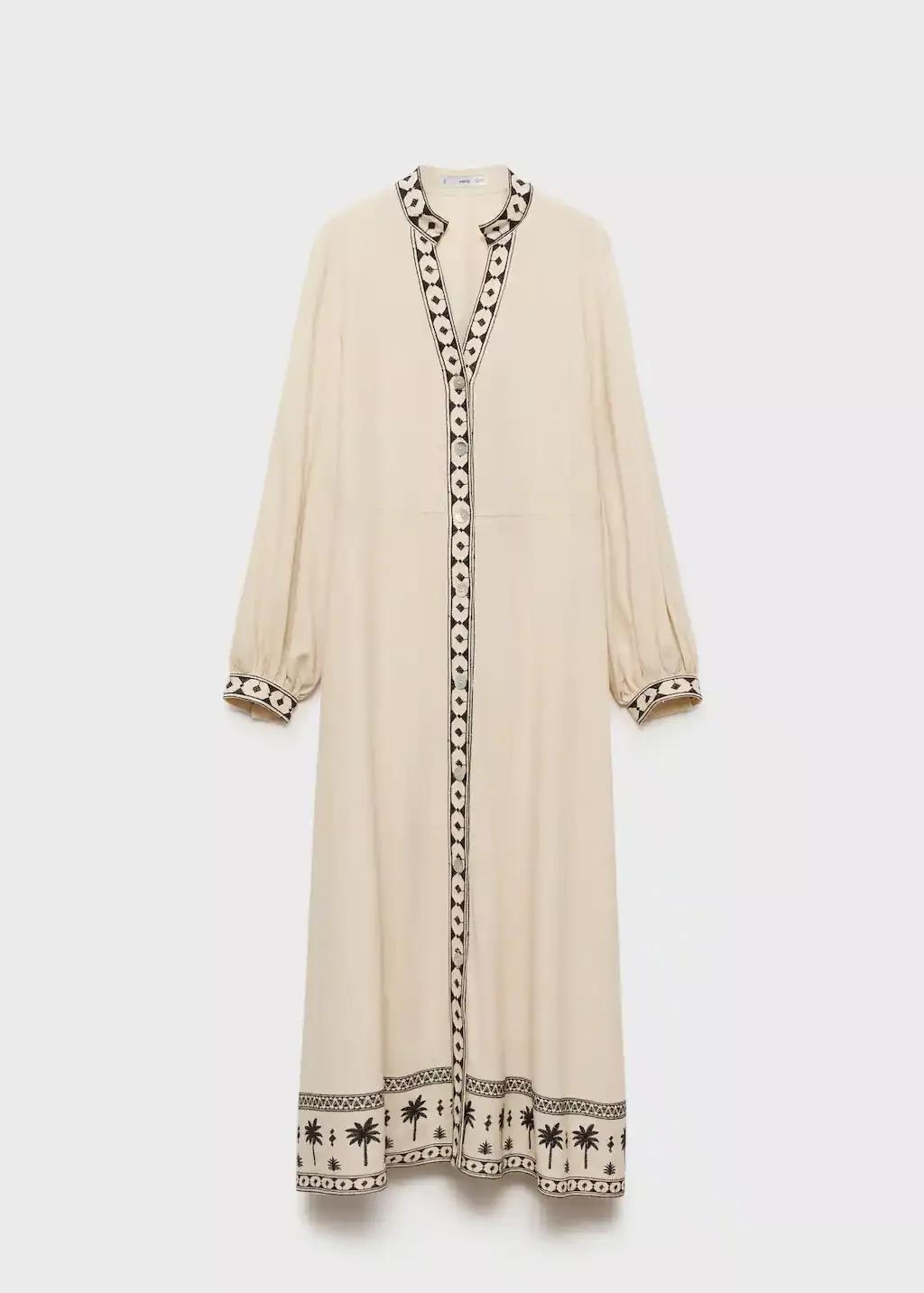 Beige Openwork Cotton Dress, , large image number 3