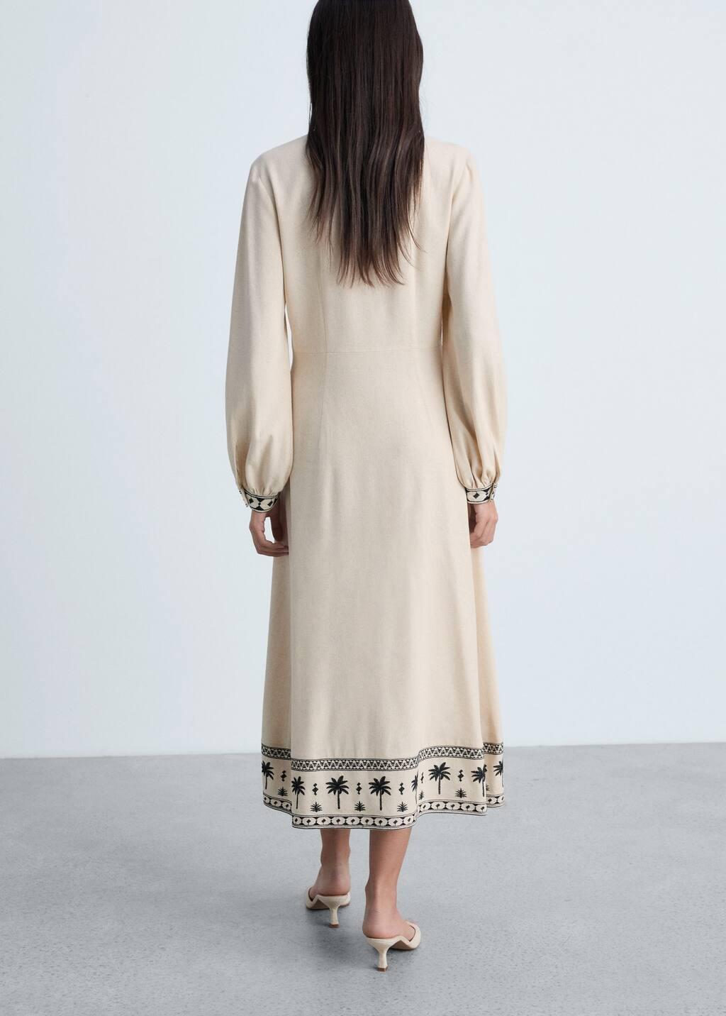 Beige Openwork Cotton Dress, , large image number 5