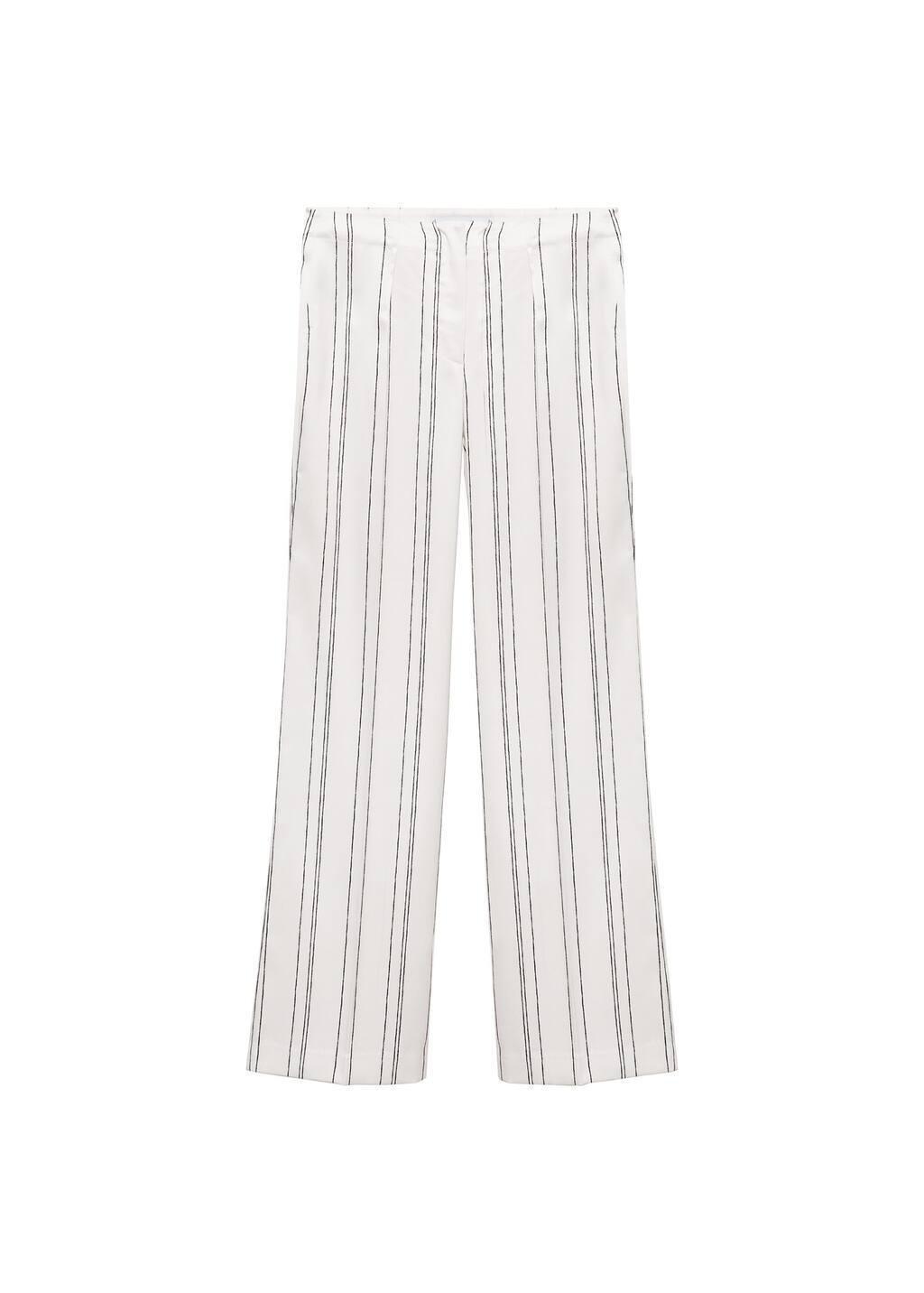 White Straight Striped Trousers, , large image number 3