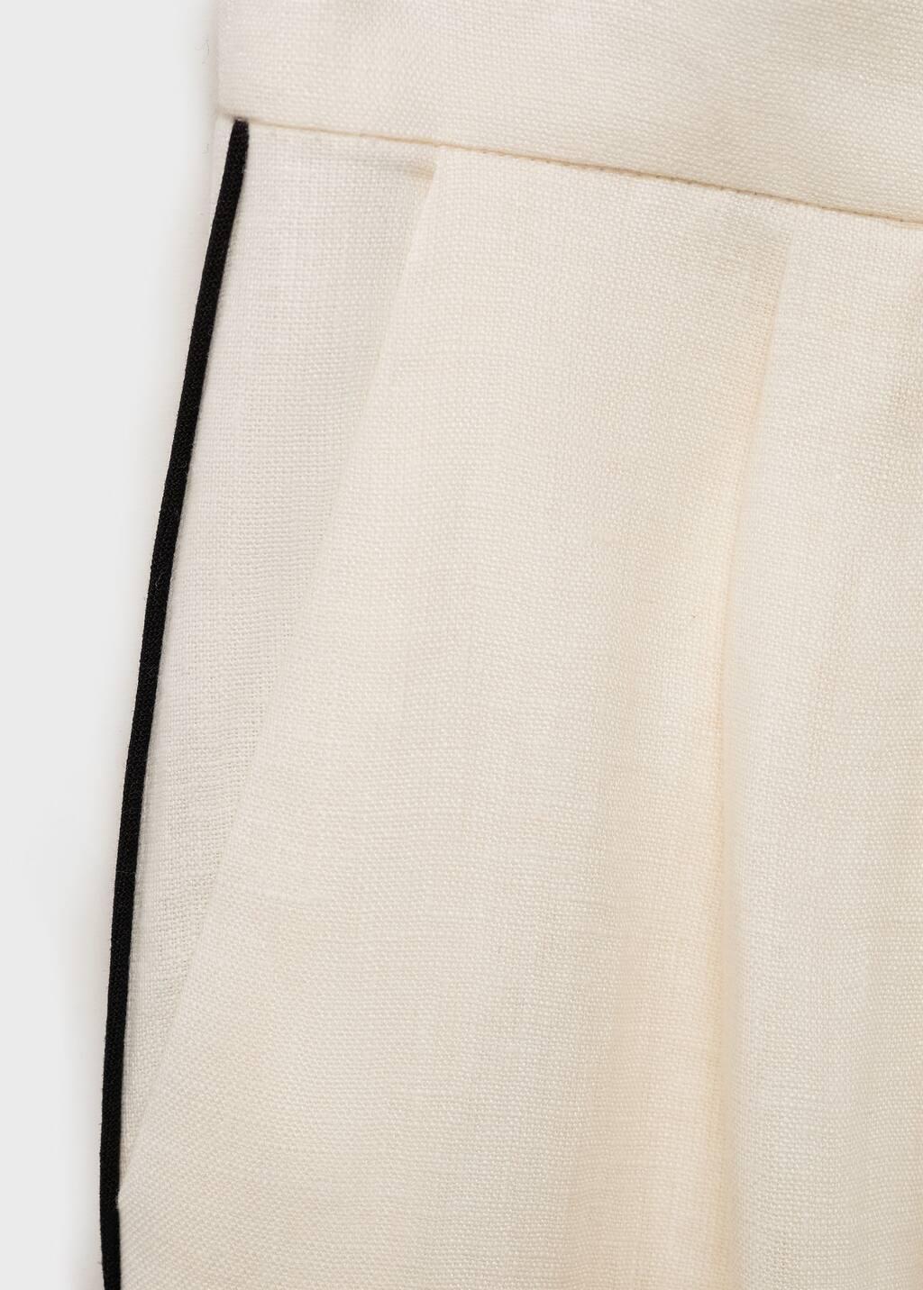 Yellow Contrast Stripe Linen Trousers, , large image number 2