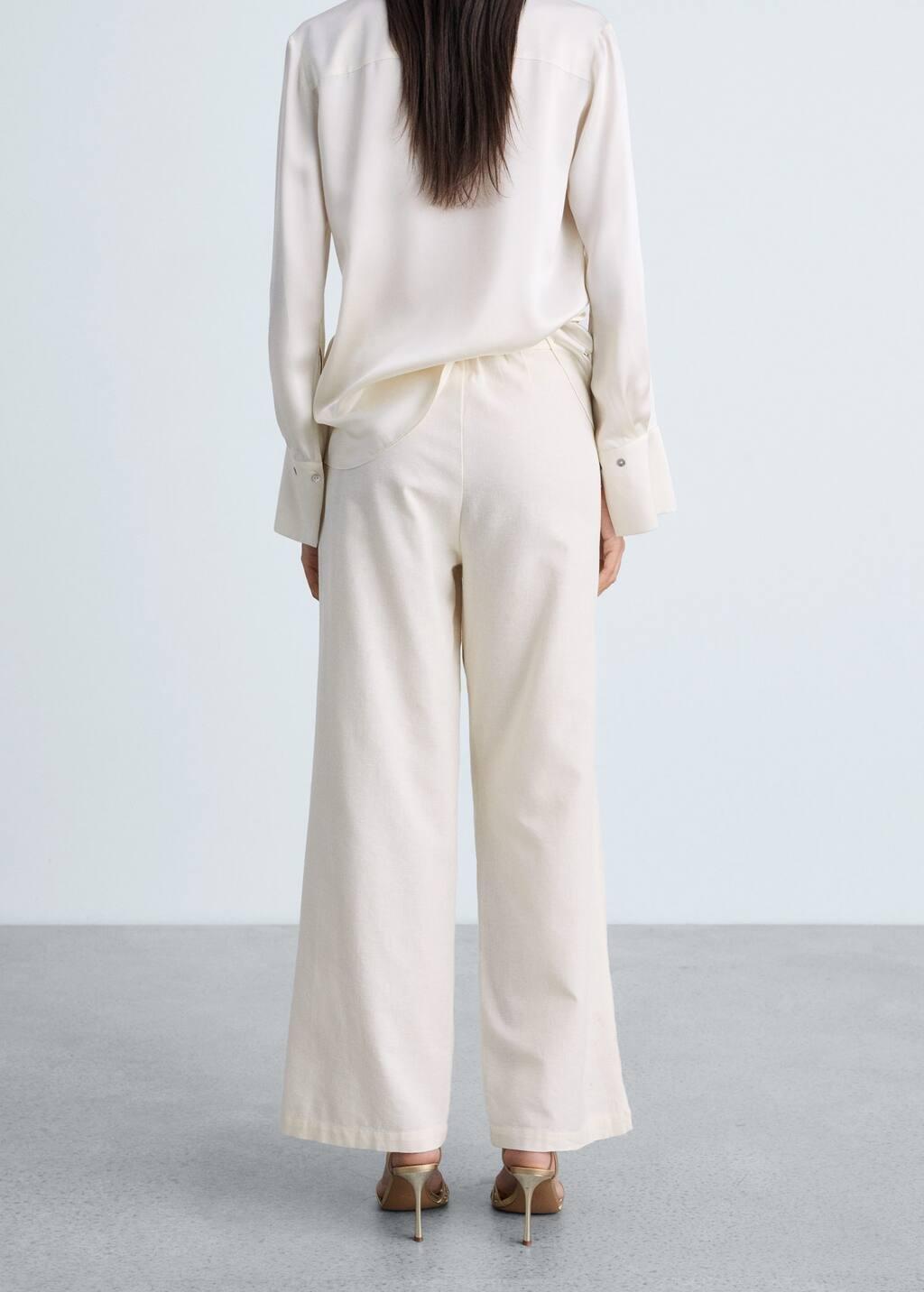 White Embroidered Straight-Fit Trousers, , large image number 6