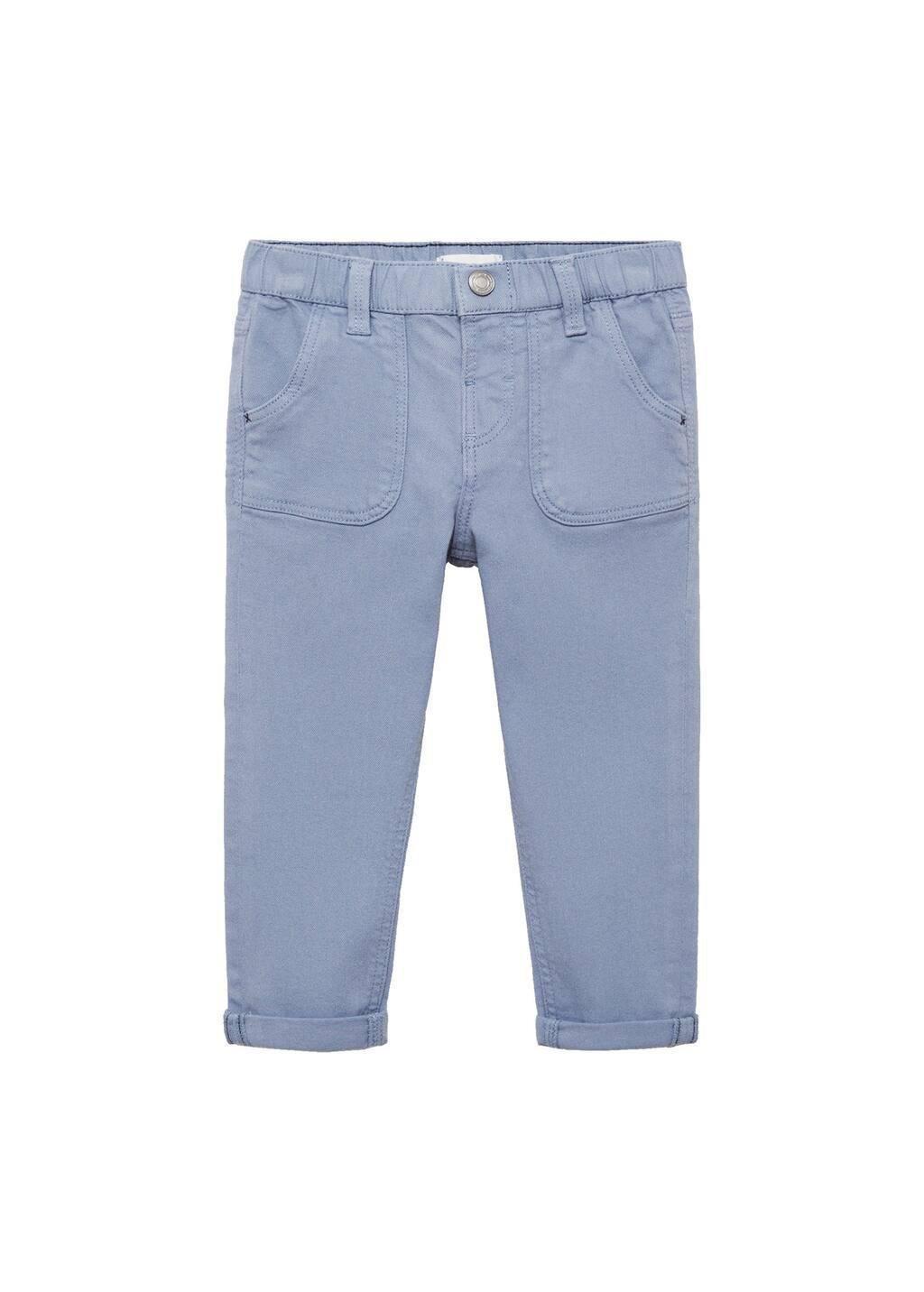 Blue Skinny Cotton Trousers, Baby Boy, , medium