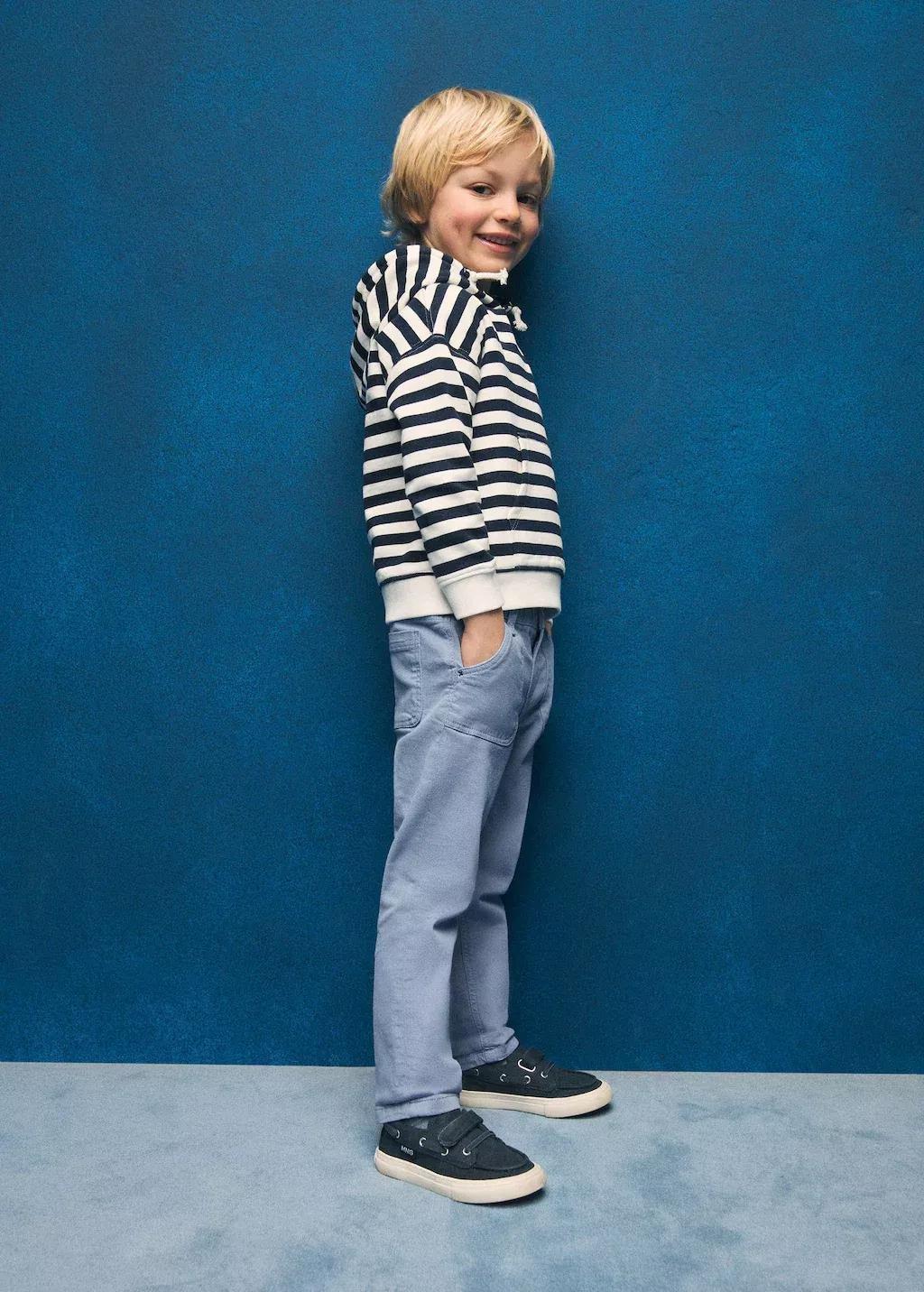 Blue Skinny Cotton Trousers, Baby Boy, , large image number 3