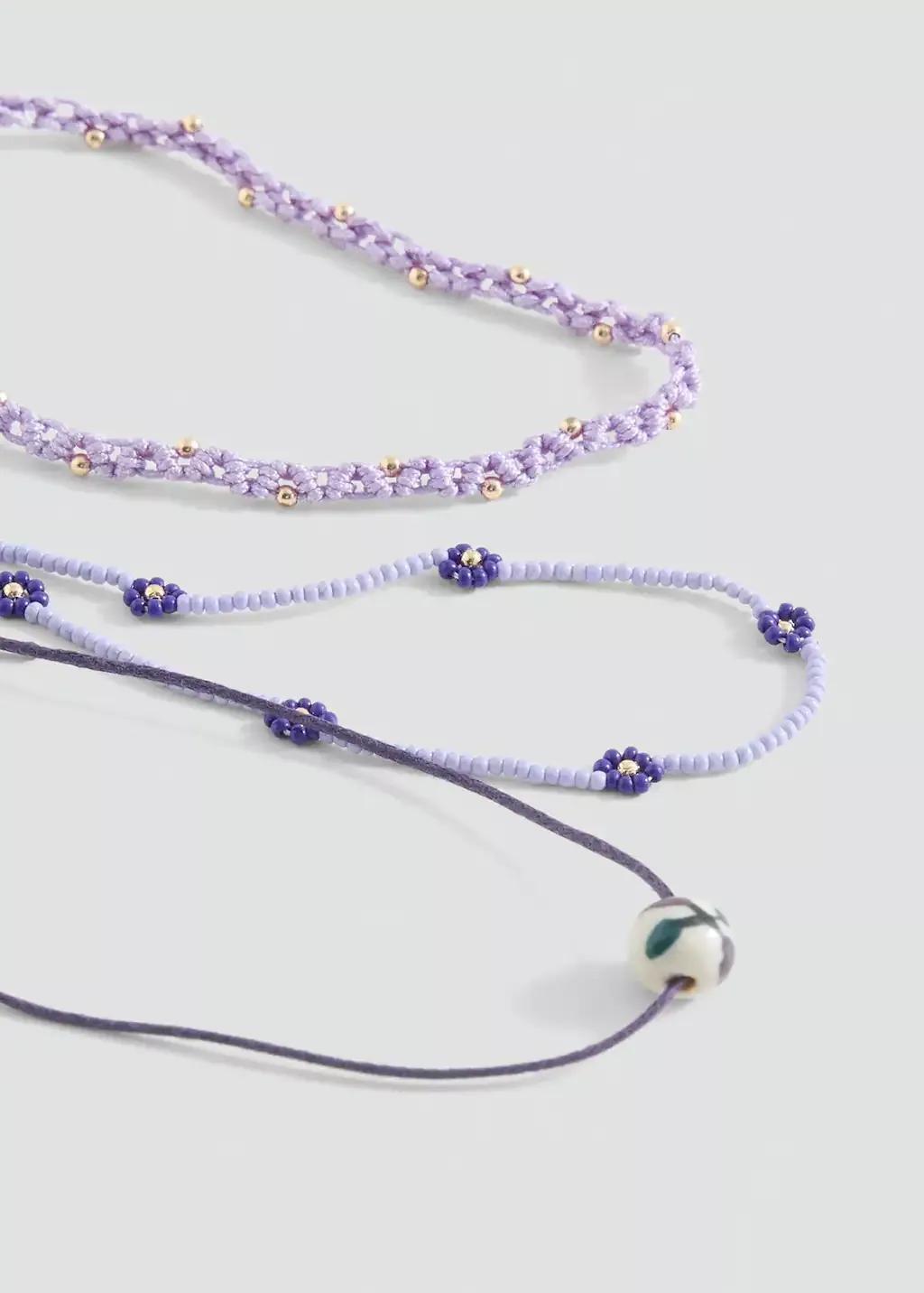 Purple Lt Pastel Mixed Bead Necklace, Kids Girl, , medium