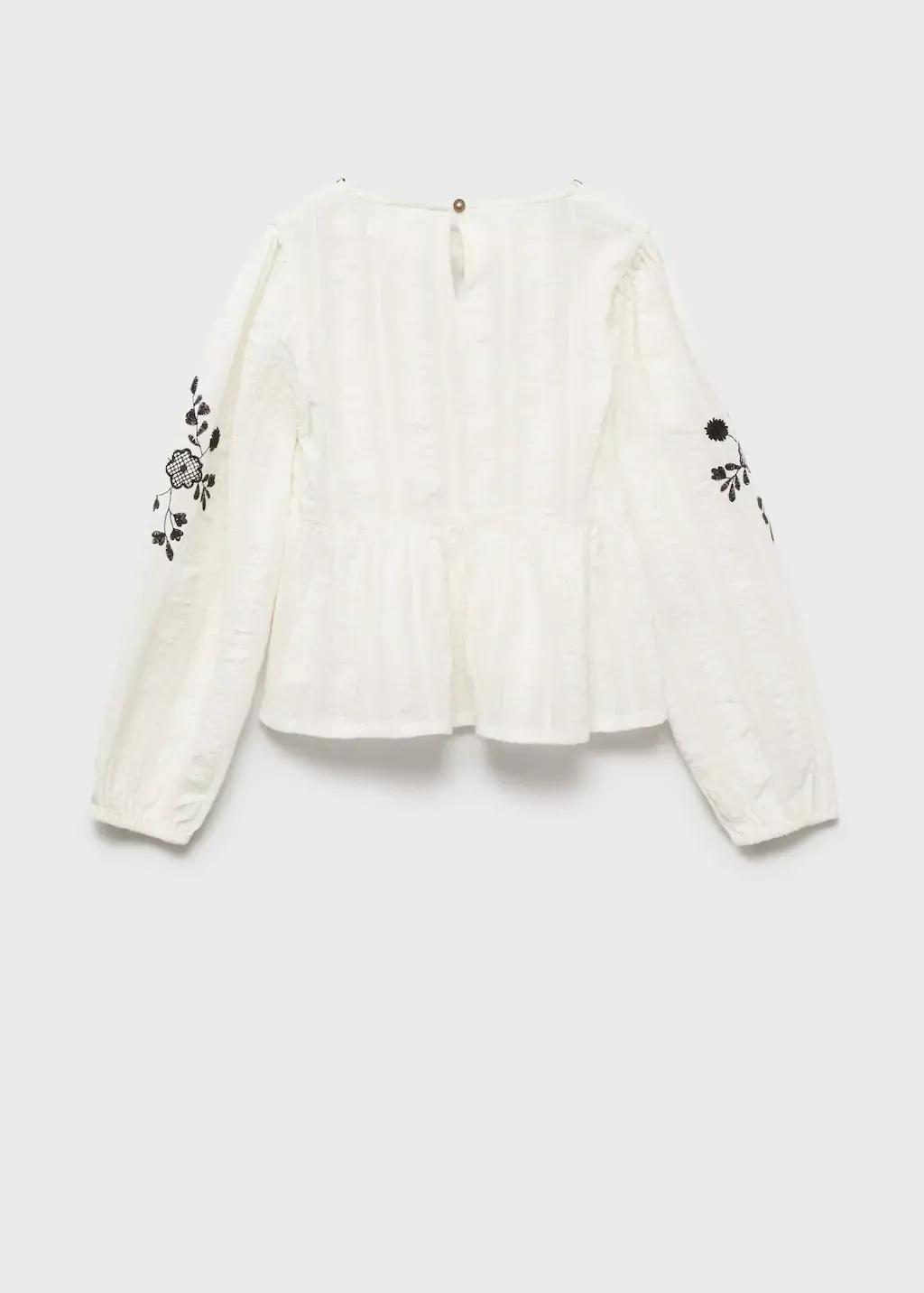 White Embroidered Blouse Regular, Kids Girls, , large image number 1