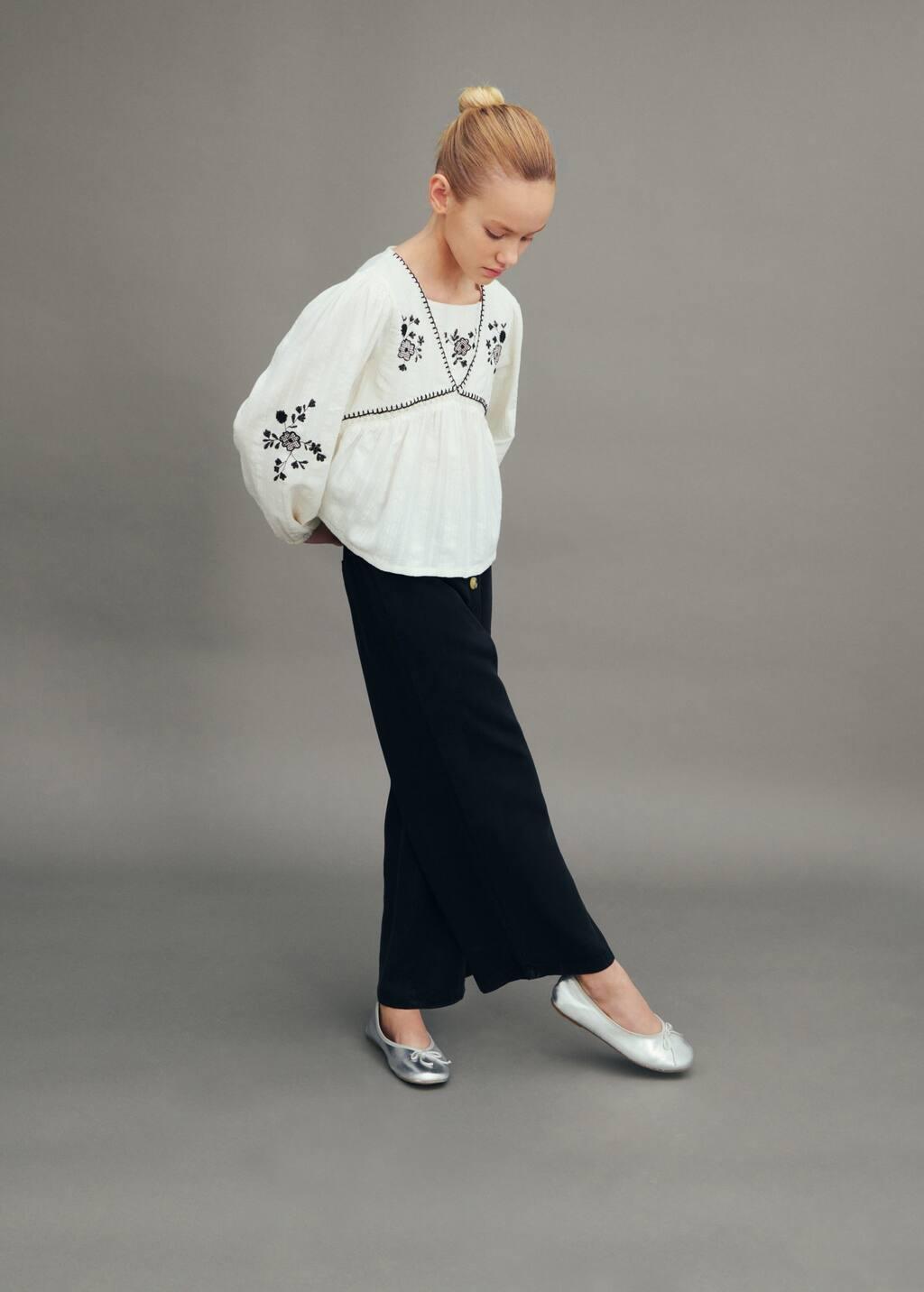 White Embroidered Blouse Regular, Kids Girls, , large image number 2