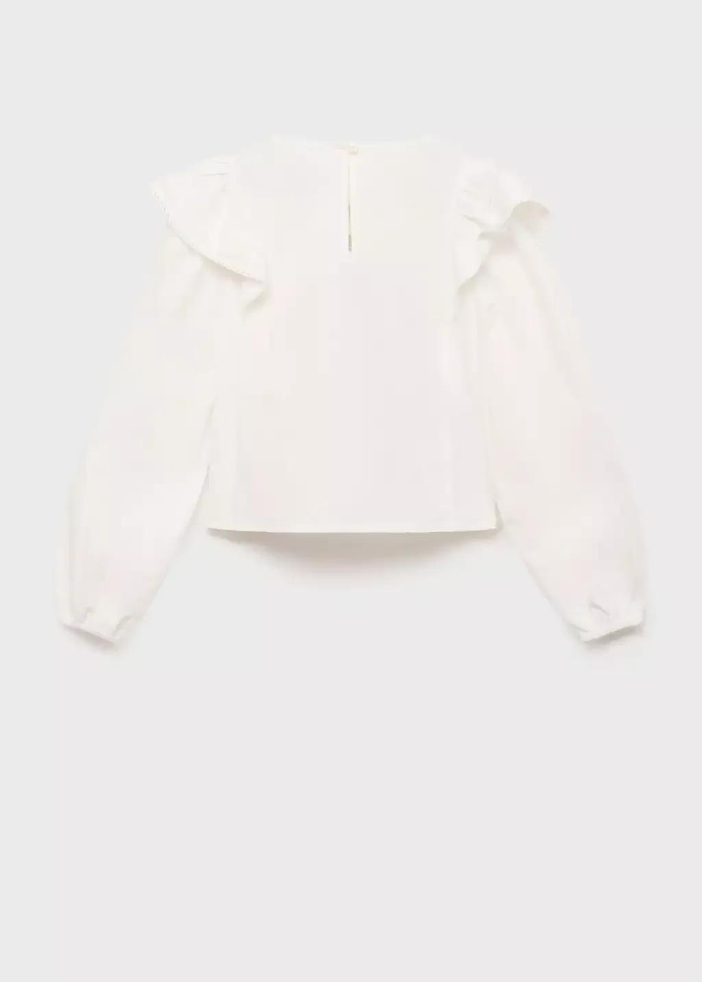 White Floral Embroidered Blouse, Kids Girl, , large image number 1
