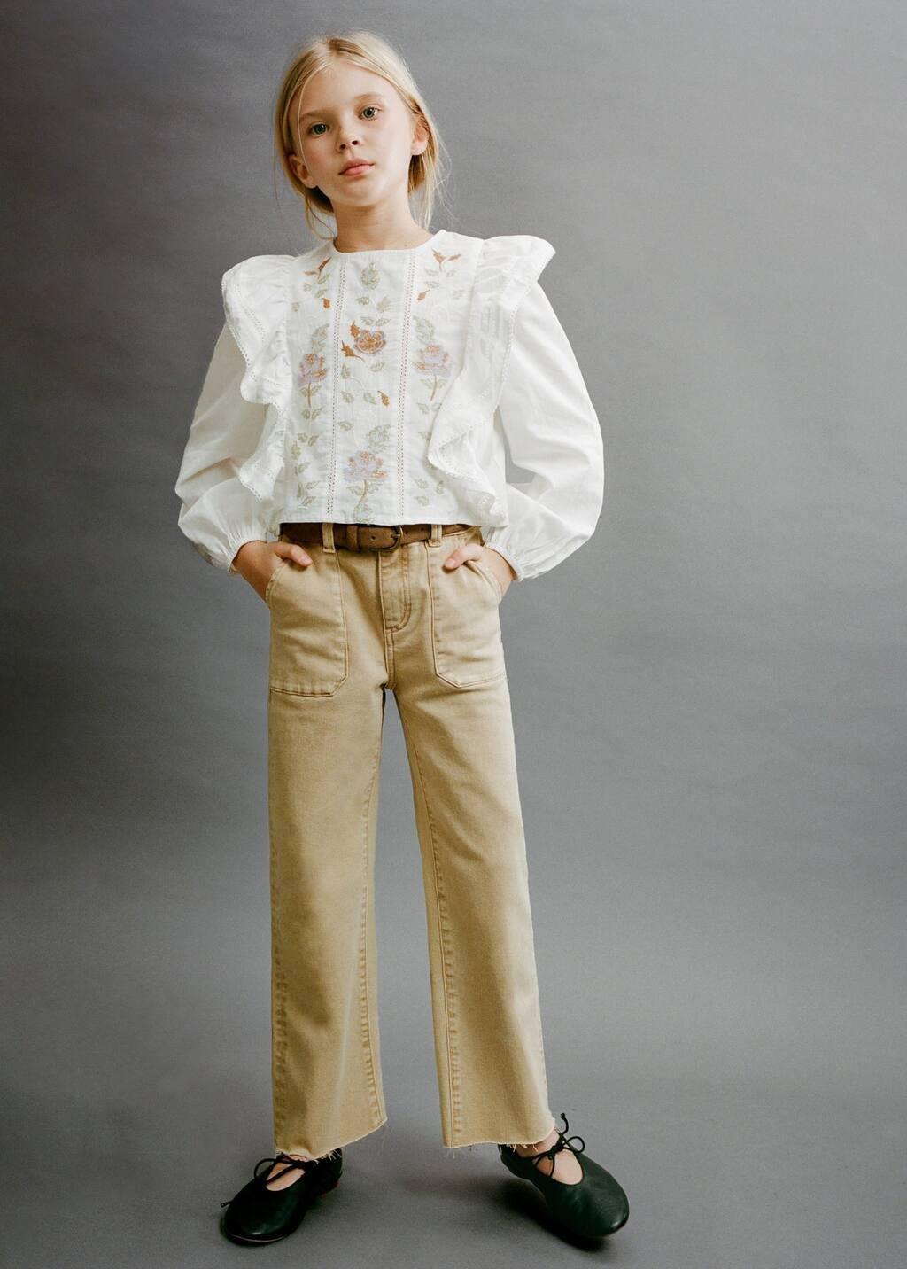 White Floral Embroidered Blouse, Kids Girl, , large image number 2