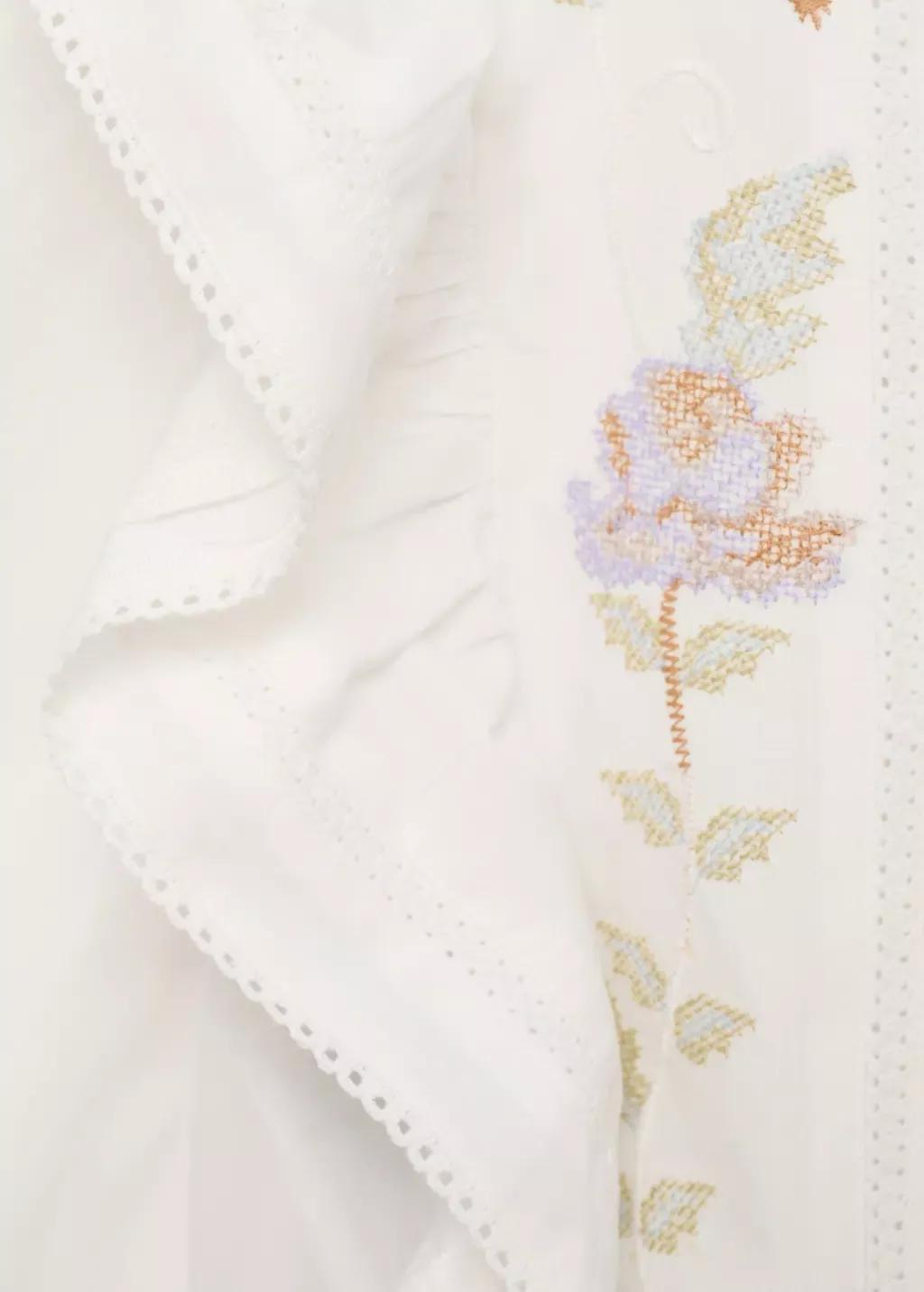 White Floral Embroidered Blouse, Kids Girl, , large image number 3